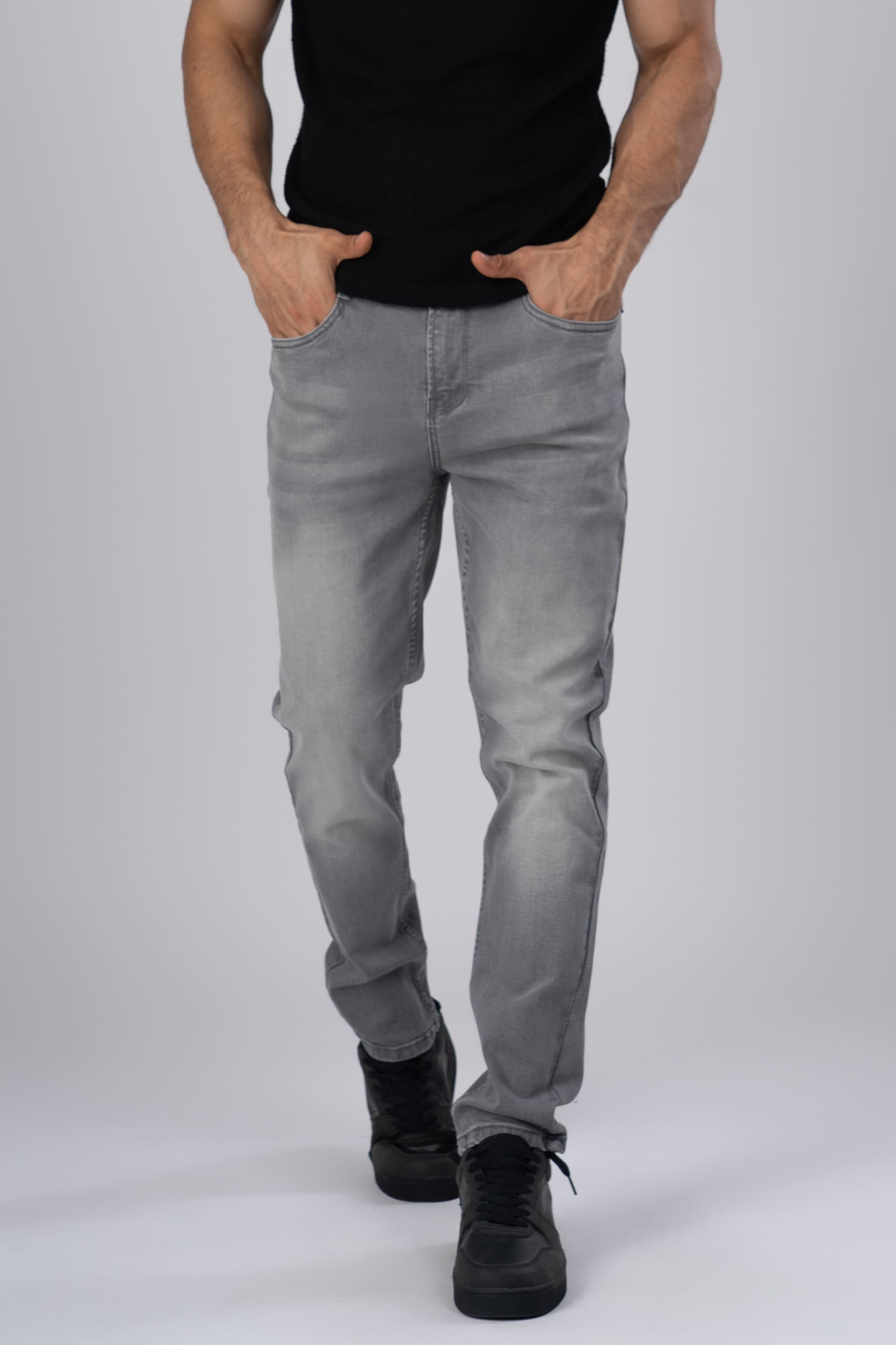Tailoraedge Classic Edge Tailored Denim in Light Grey – Elegant Tailored Denim Pants