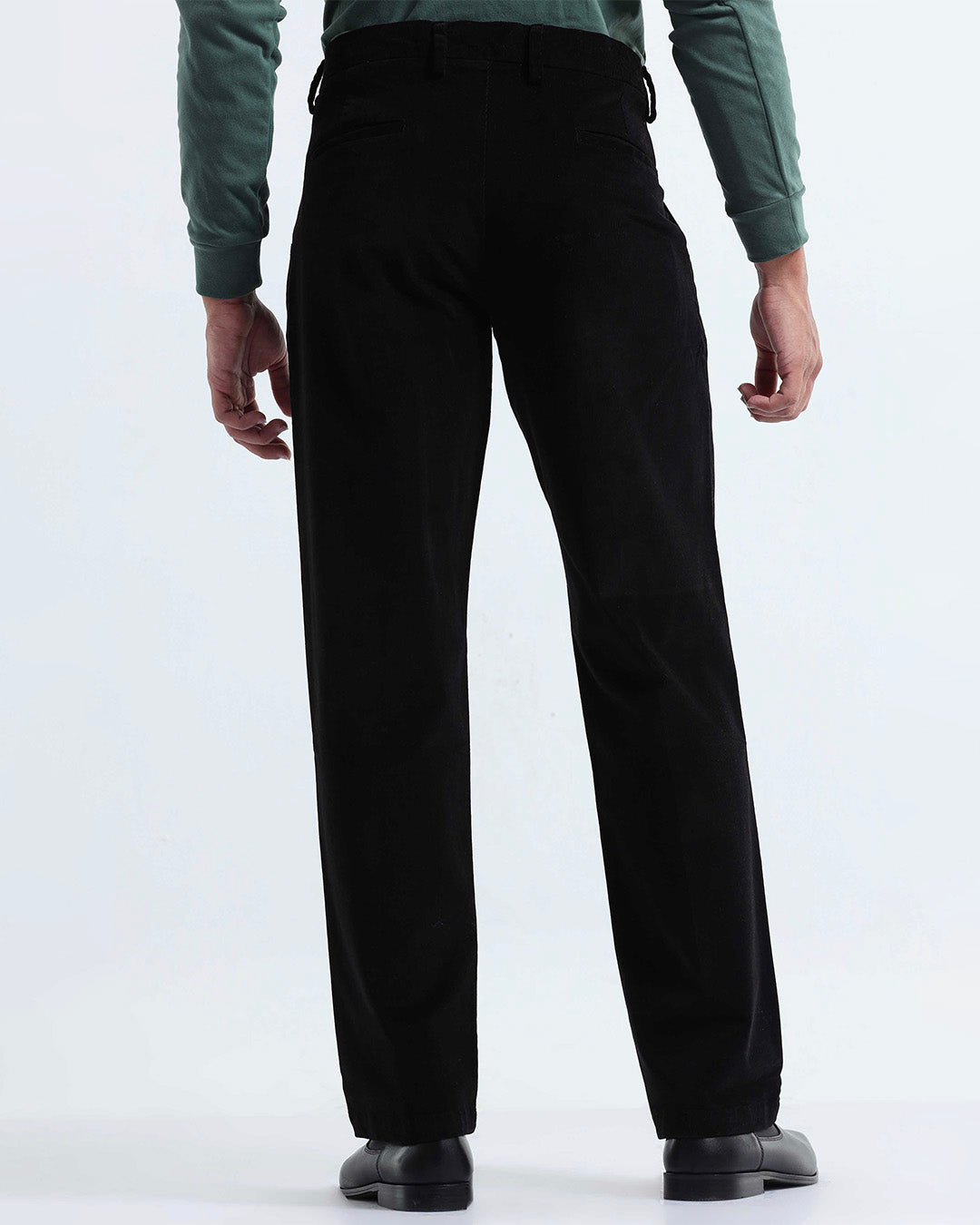 Relaxed Pleated Corduroy Pants In Black