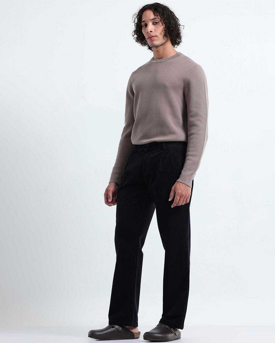 Relaxed Pleated Corduroy Pants In Navy