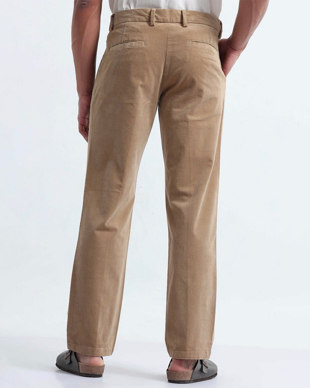 Relaxed Pleated Corduroy Pants In Beige