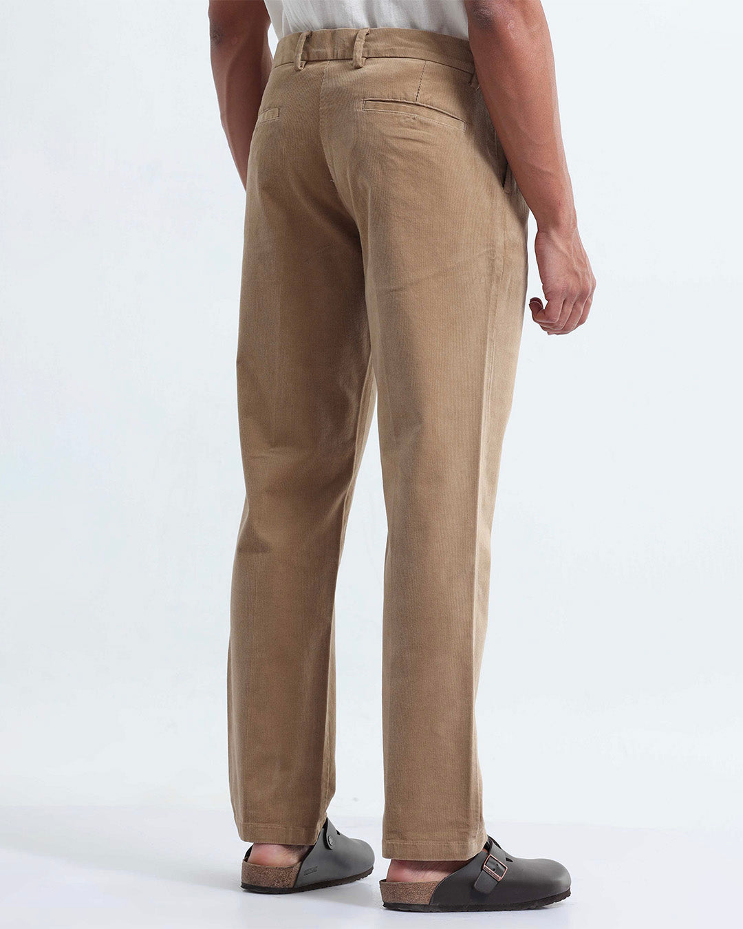 Relaxed Pleated Corduroy Pants In Beige