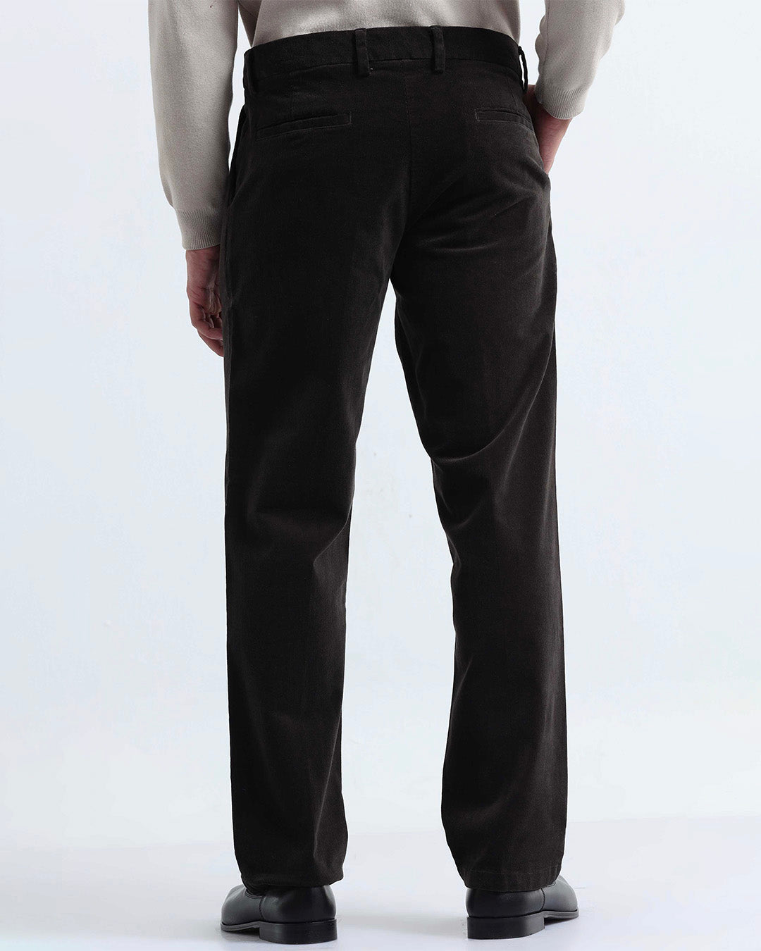 Relaxed Pleated Corduroy Pants In Dark Olive