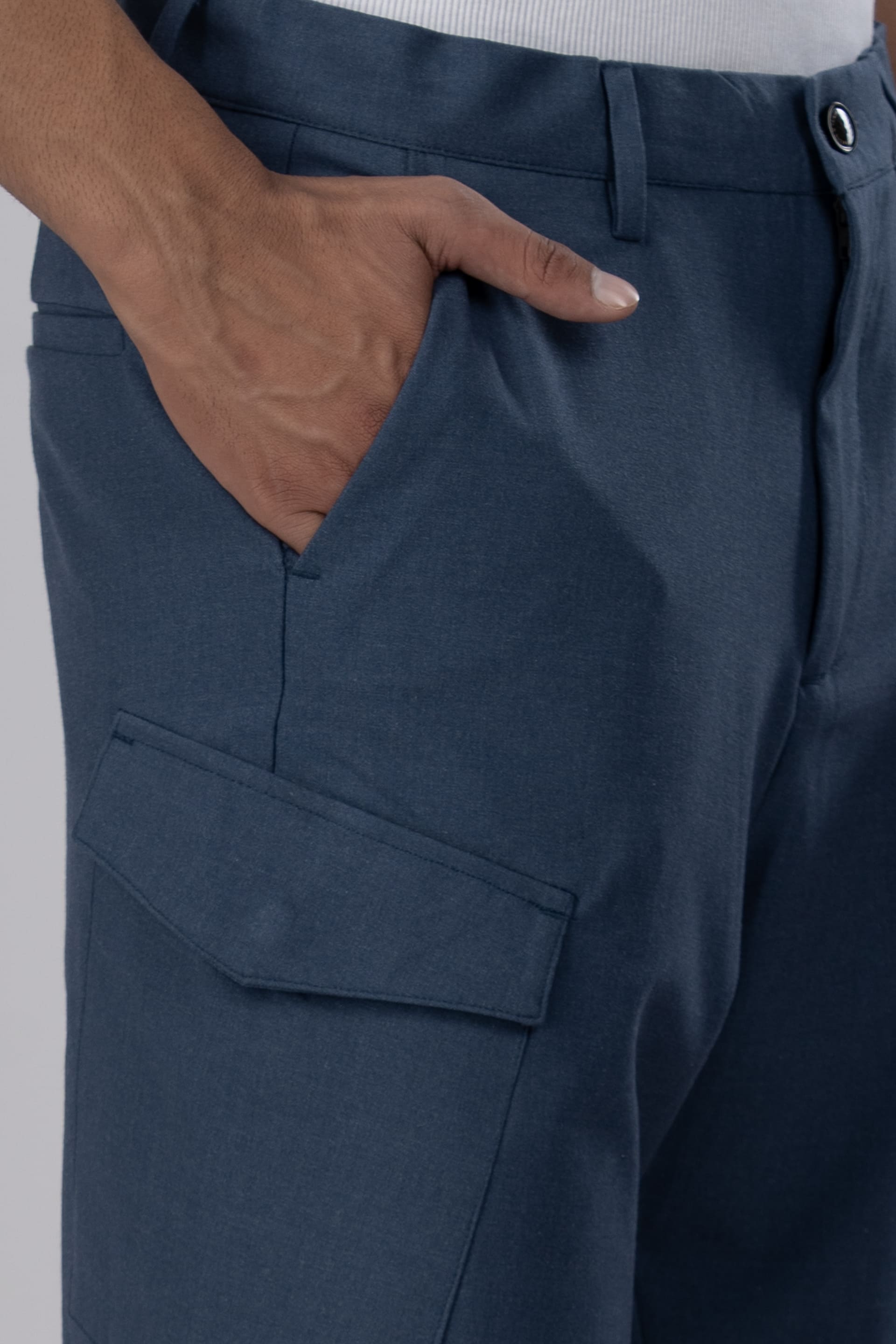 Easy Iron Cargo Shorts In Blue