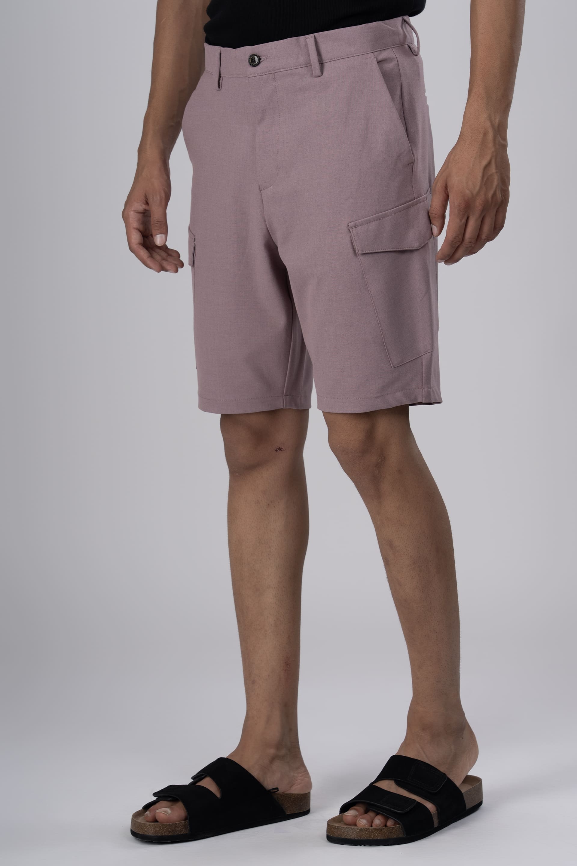 Easy Iron Cargo Shorts In Lavender