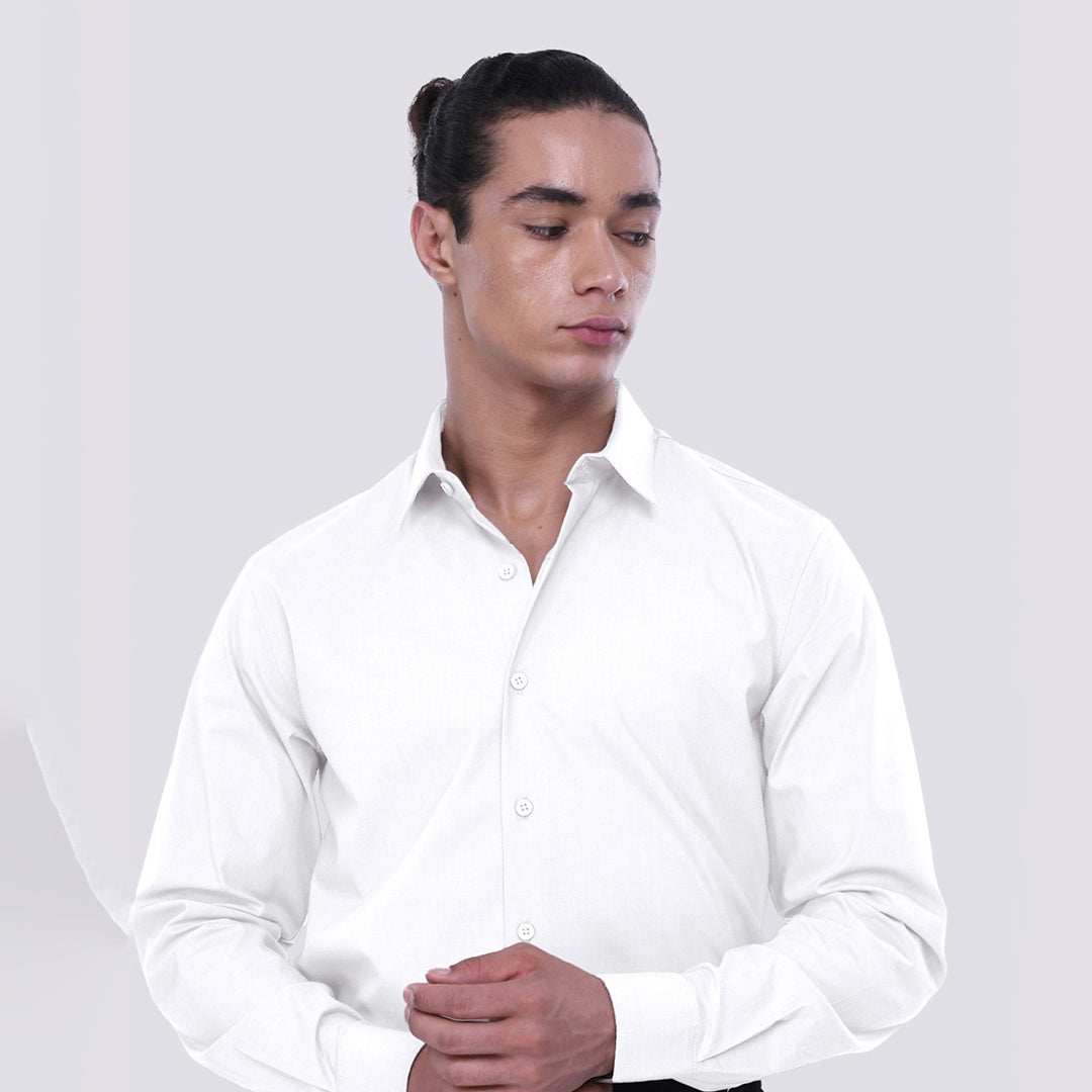 Easy Iron Office Stretch Shirt In White