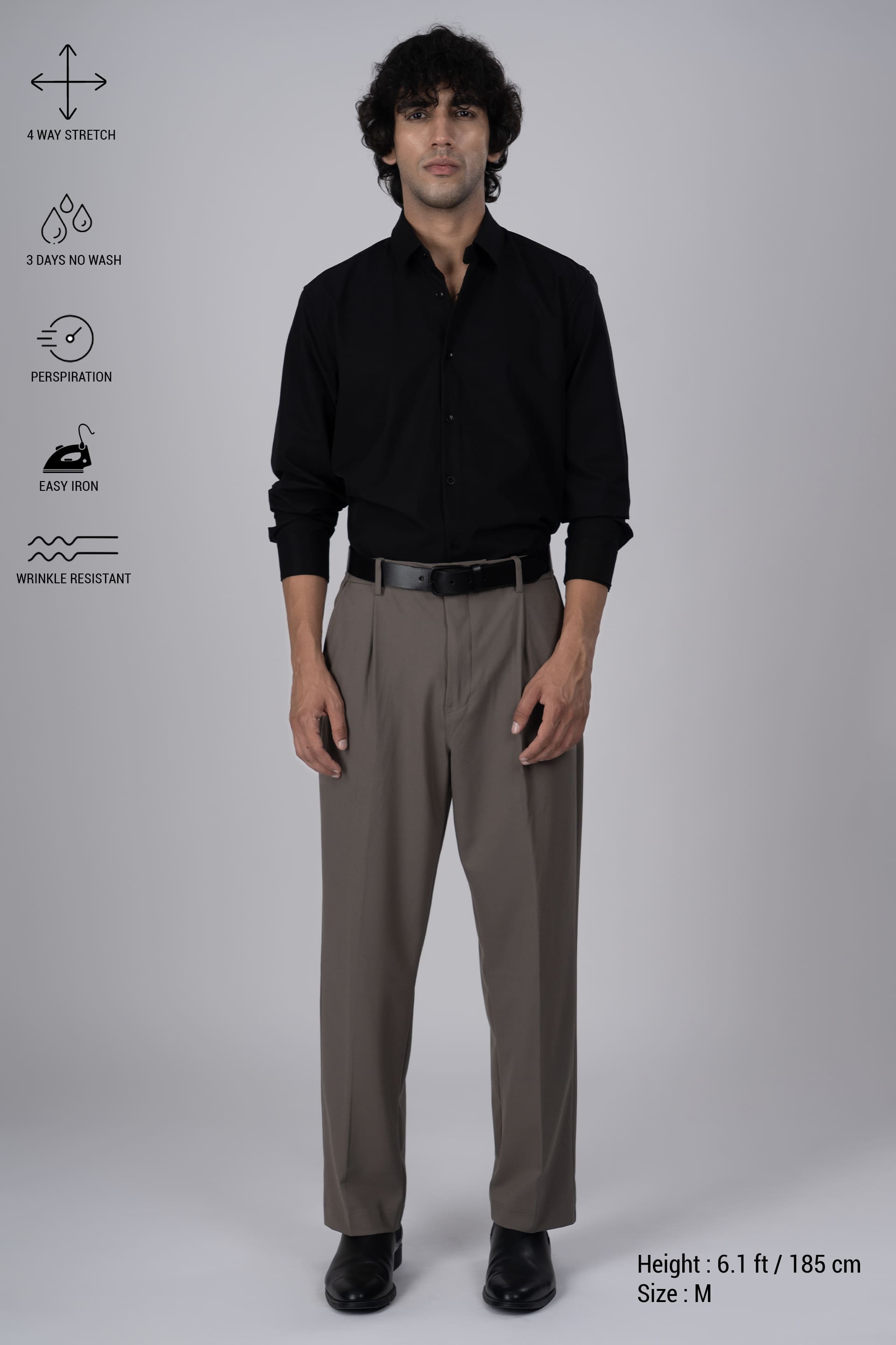 Easy Iron Flexi Relaxed Trouser In Beige