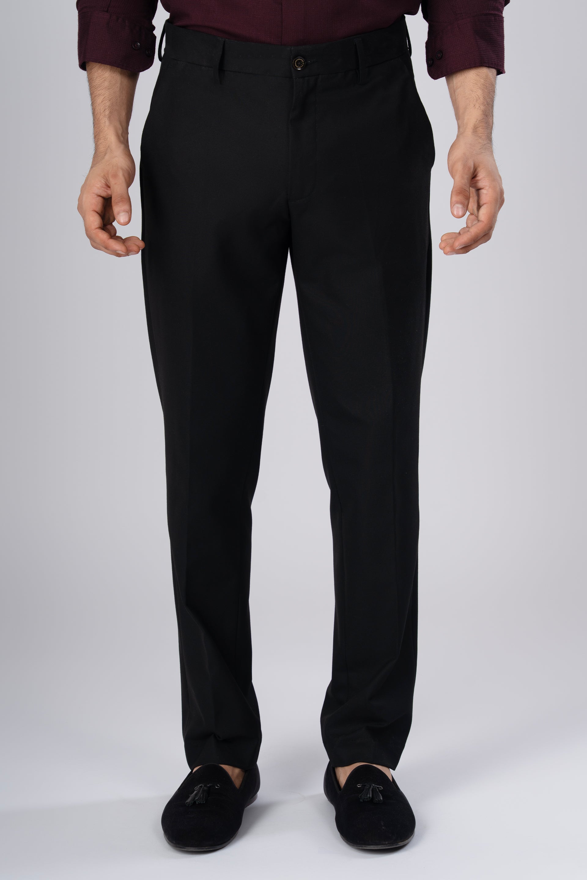 Men’s Easy Iron Tailored Office Trousers in Black – crease resistant, premium stretch fabric, timeless workwear trousers | Tailoraedge
