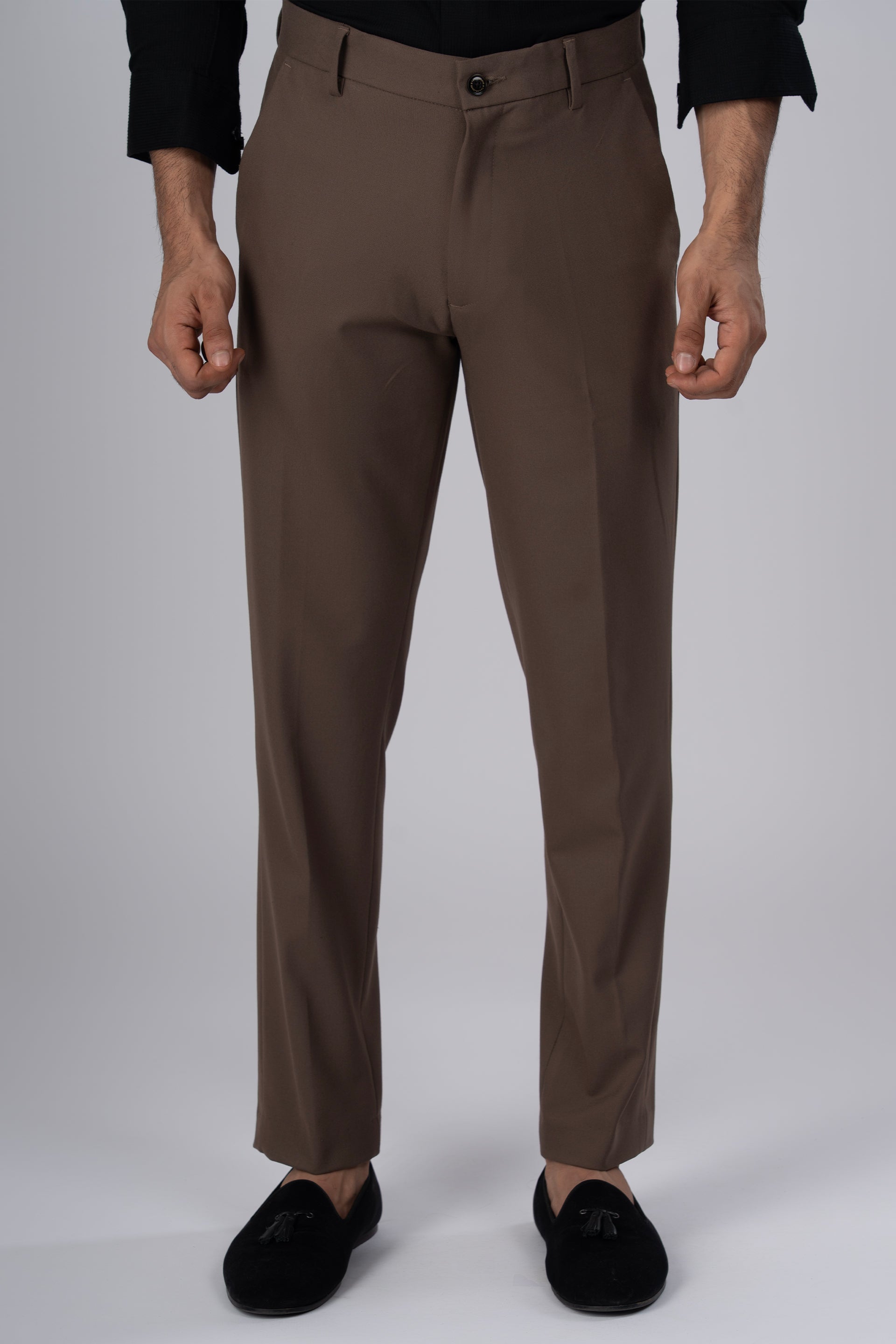 Men’s Easy Iron Tailored Office Trousers in Cocoa – wrinkle resistant, stretch comfort, smart tailored fit for office wear | Tailoraedge