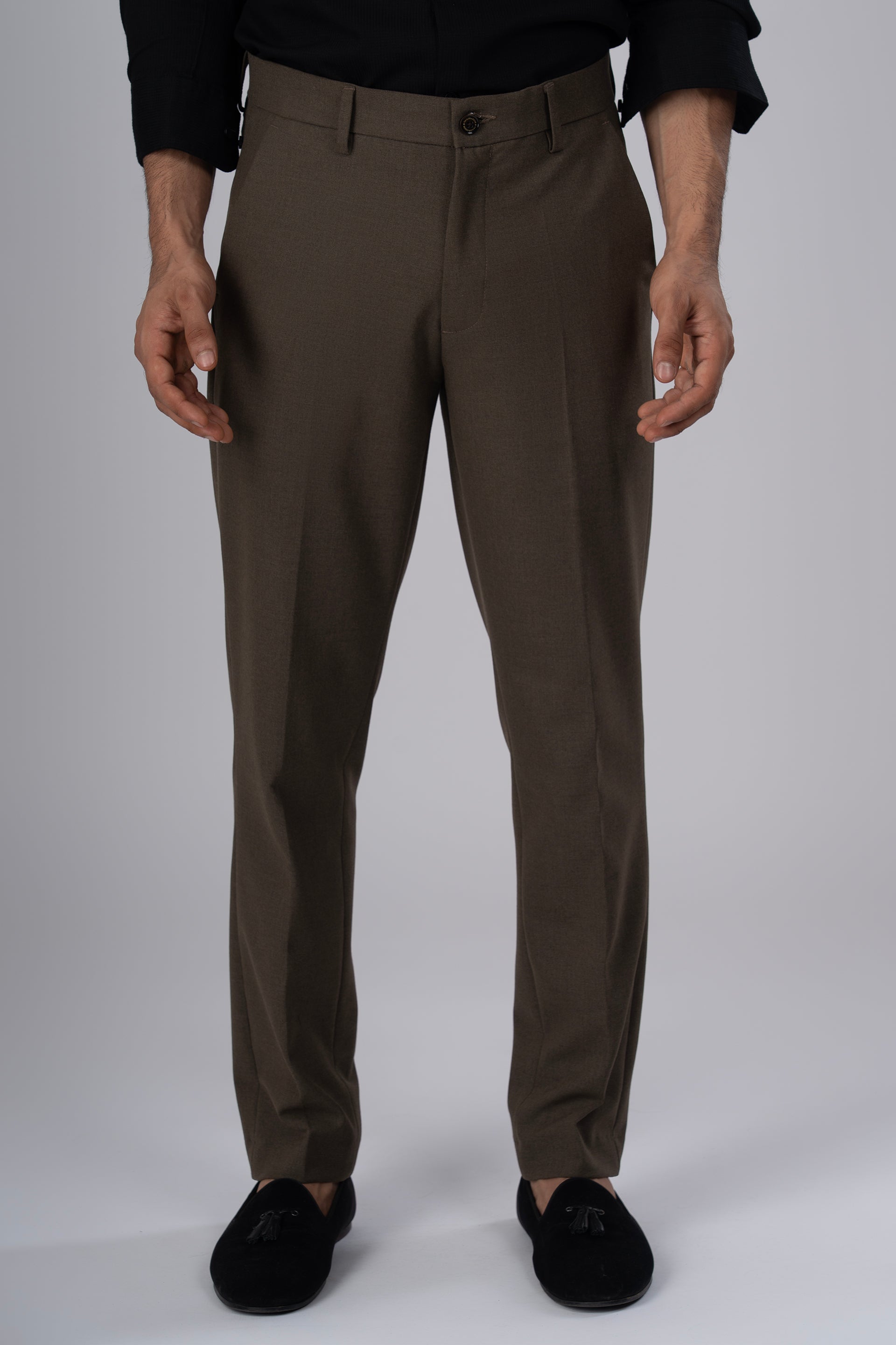 Men’s Easy Iron Tailored Office Trousers in Fur Brown – easy to maintain, premium fabric, tailored for office and smart casual looks | Tailoraedge