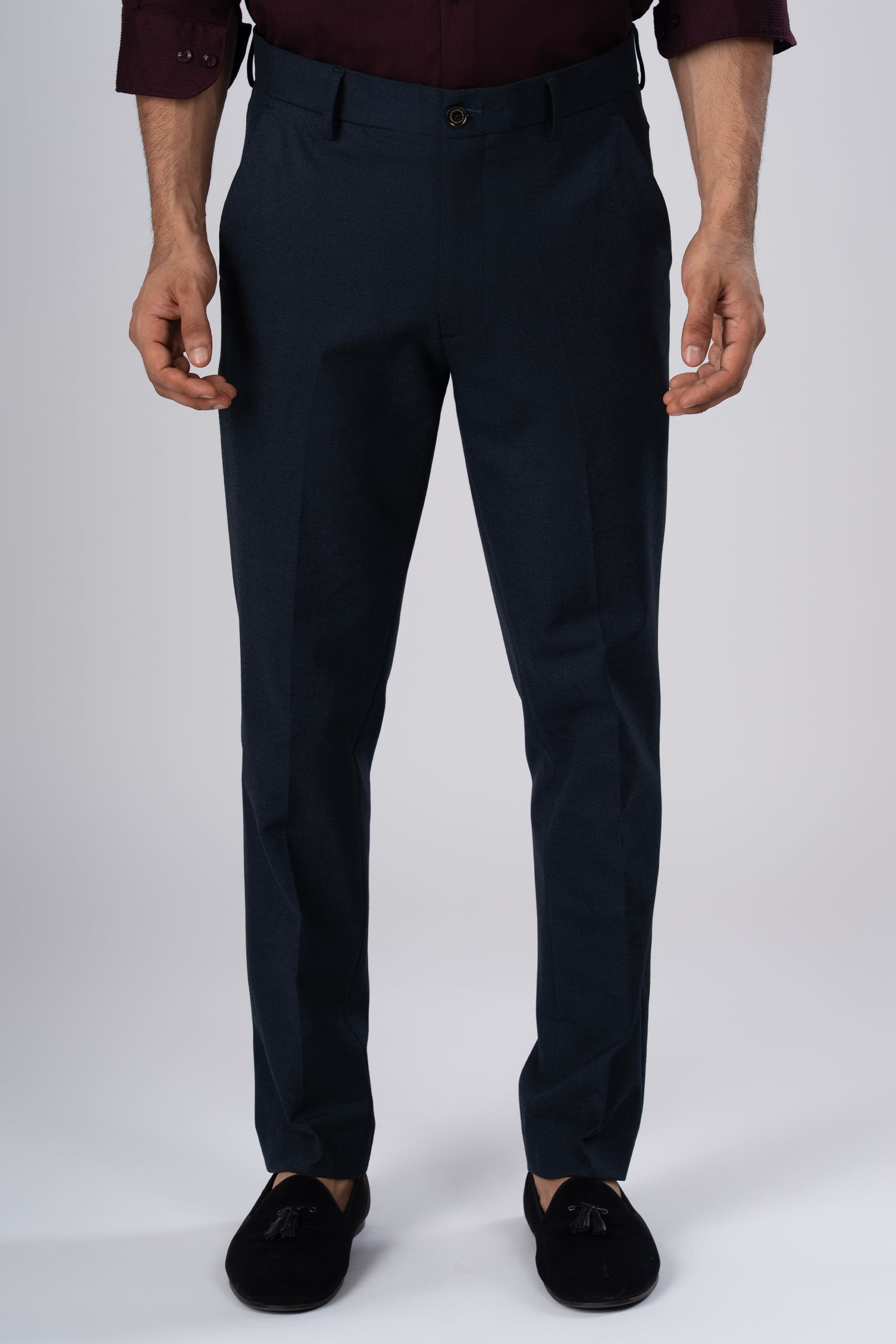 Men’s Easy Iron Tailored Office Trousers in Navy – easy to iron, sharp tailored fit, everyday professional wear | Tailoraedge