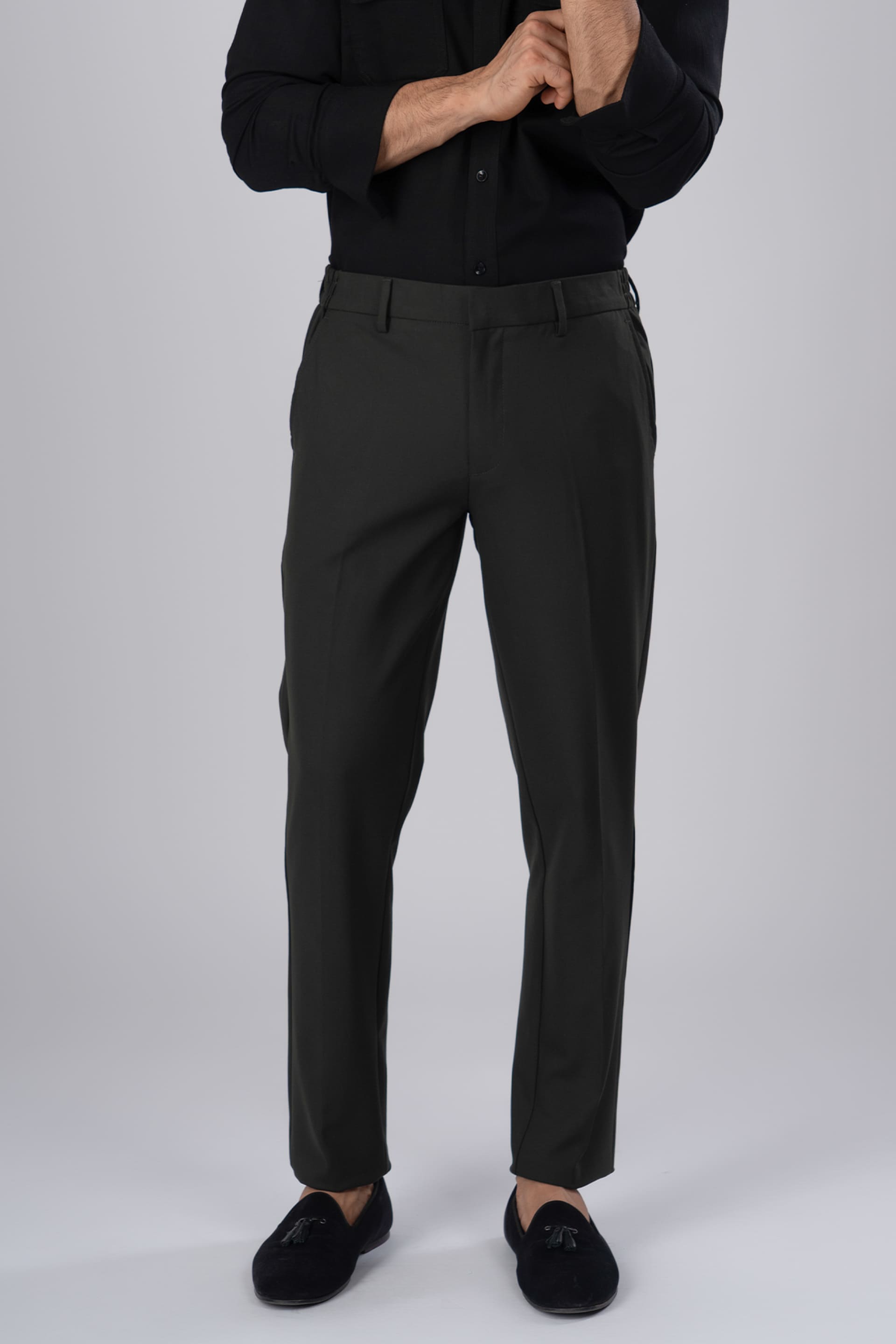 Easy Iron Flexi Tailored Trouser In Olive