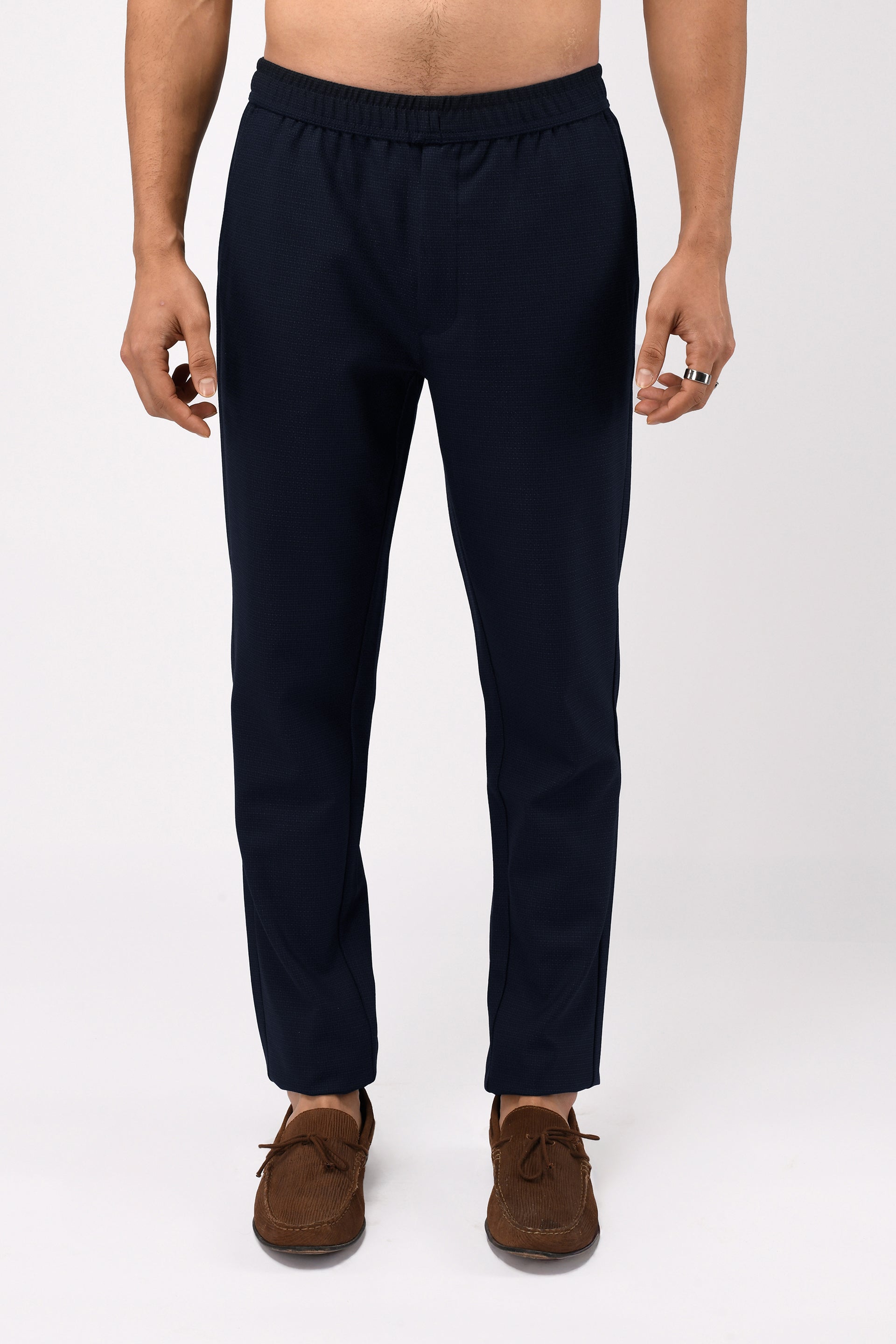Men’s navy tailored trouser – easy iron, wrinkle resistant, Flexiwaist comfort by Tailoraedge"