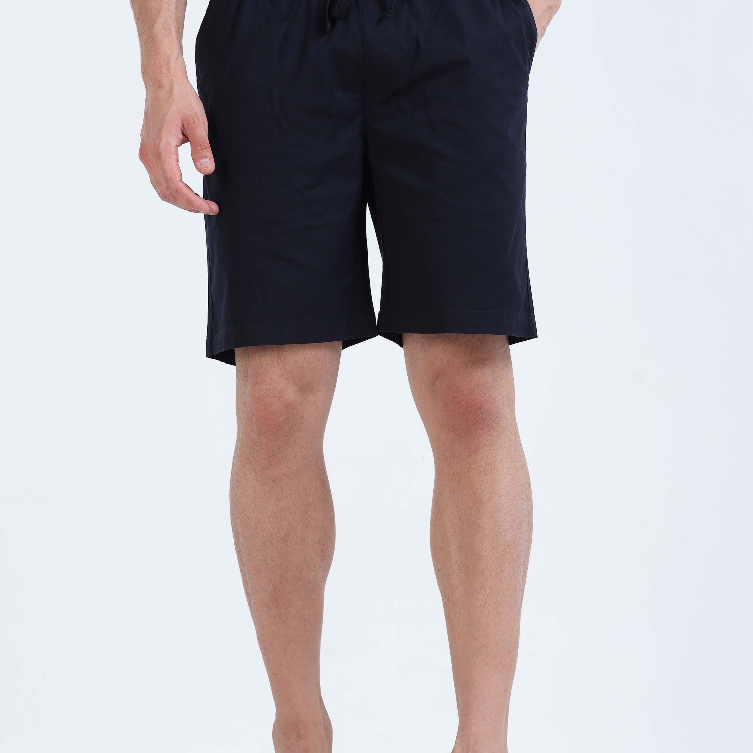 Soft Cotton Basic Shorts In Navy