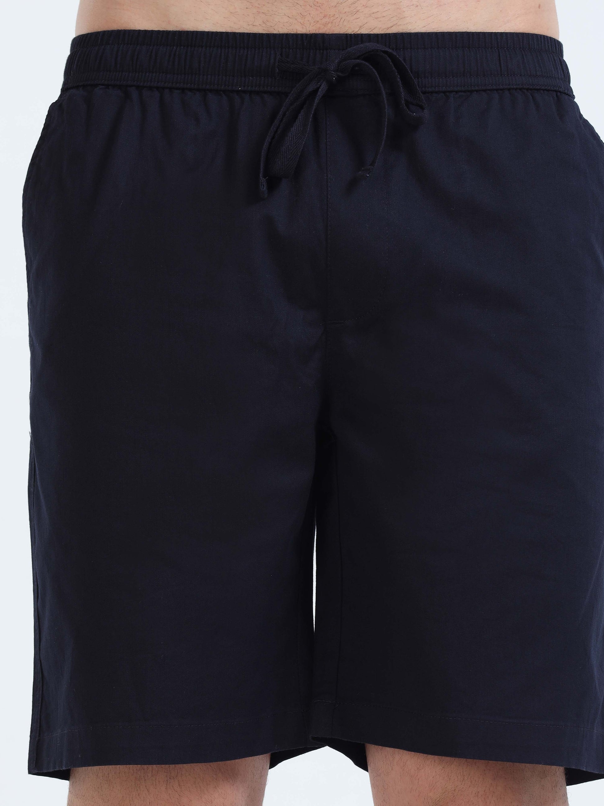 Soft Cotton Basic Shorts In Navy