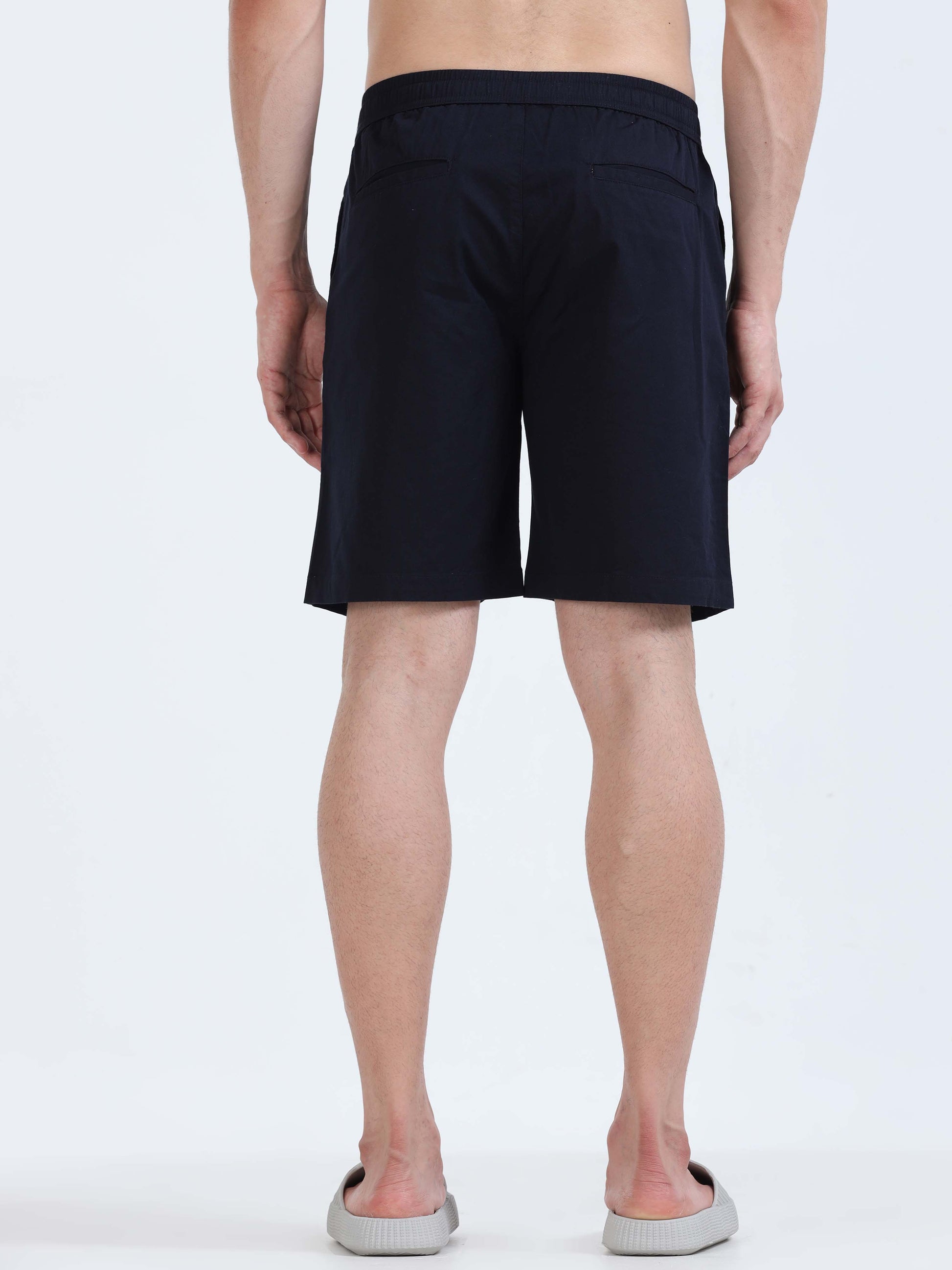 Soft Cotton Basic Shorts In Navy