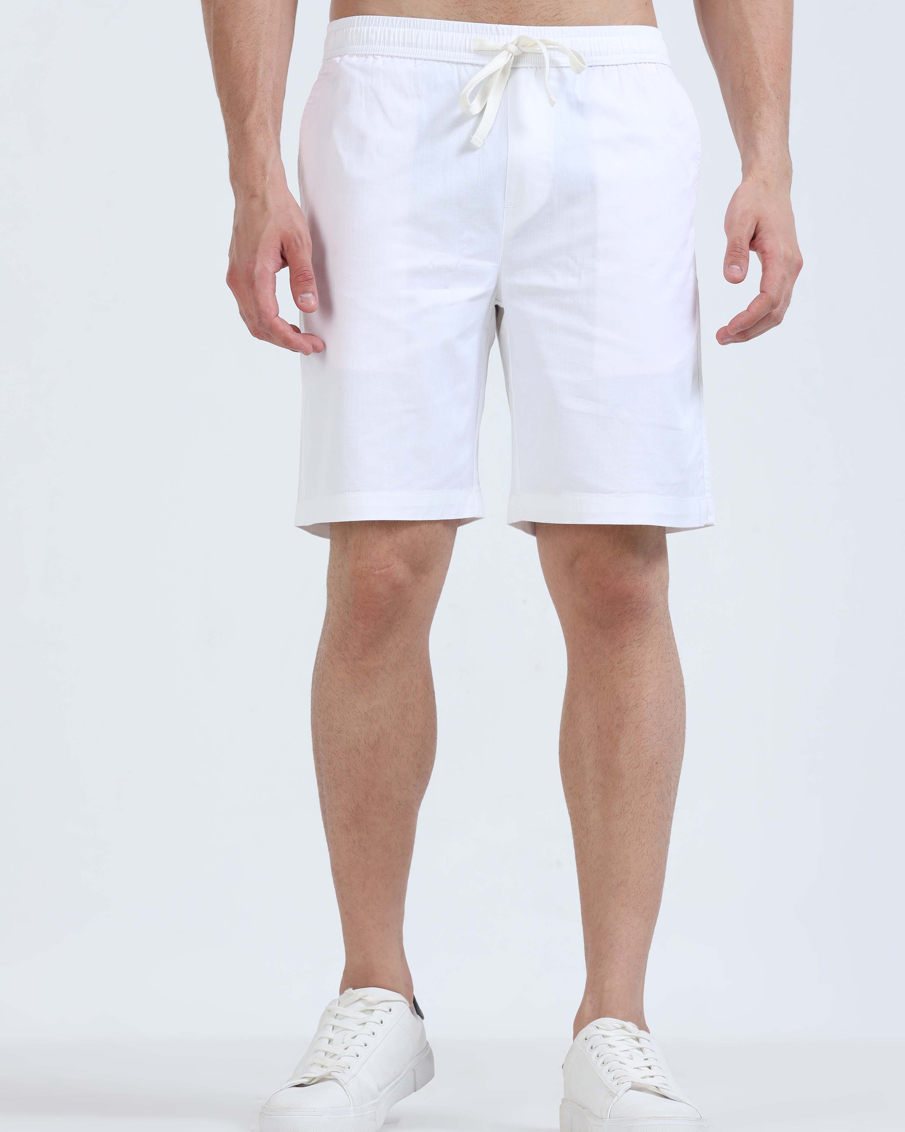 Soft Cotton Basic Shorts In White
