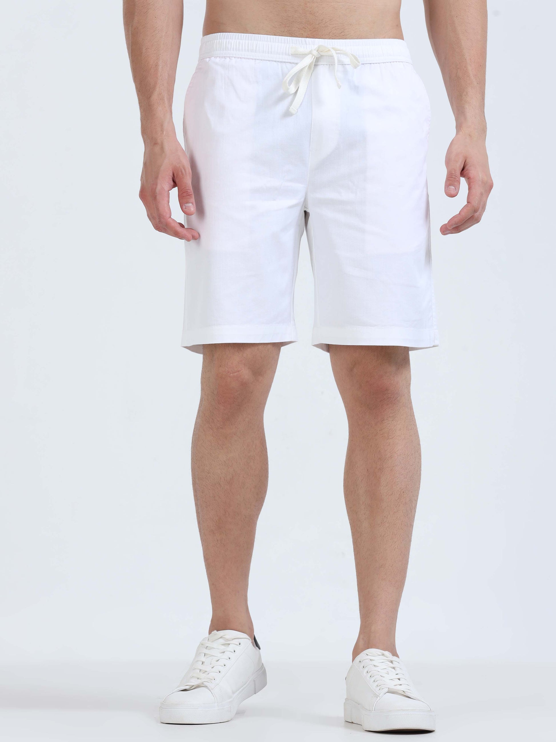 Soft Cotton Basic Shorts In White