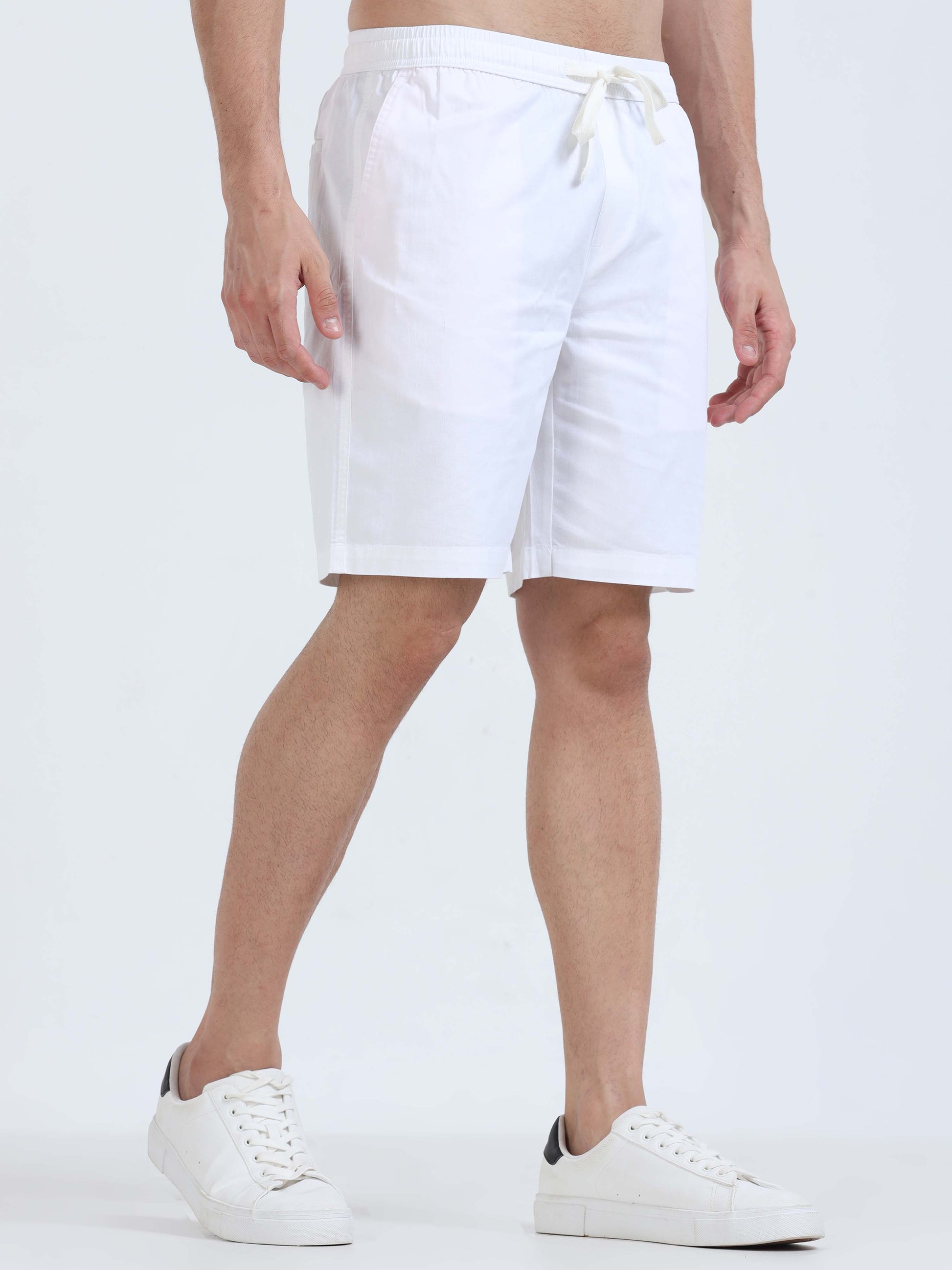 Soft Cotton Basic Shorts In White