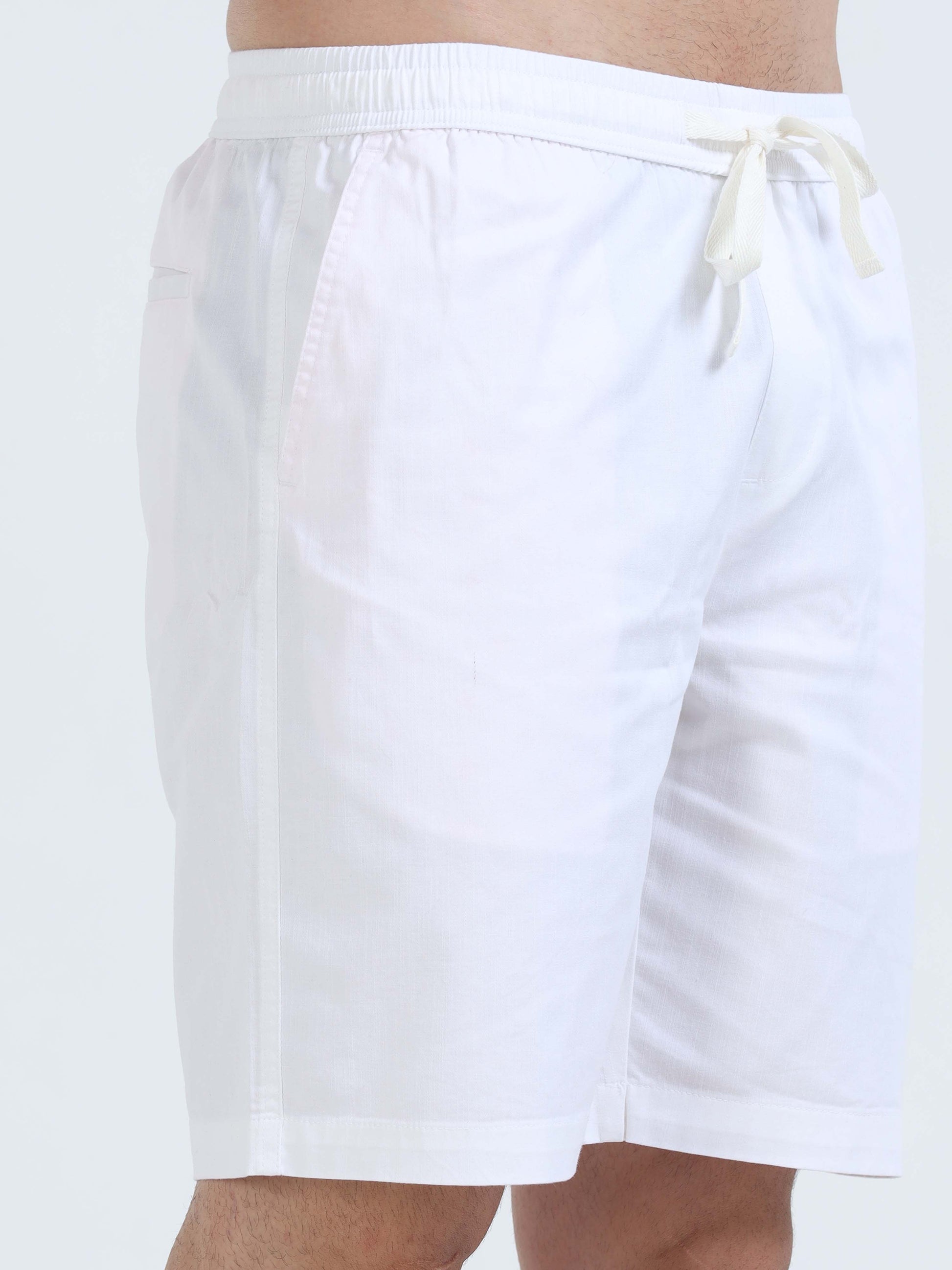 Soft Cotton Basic Shorts In White