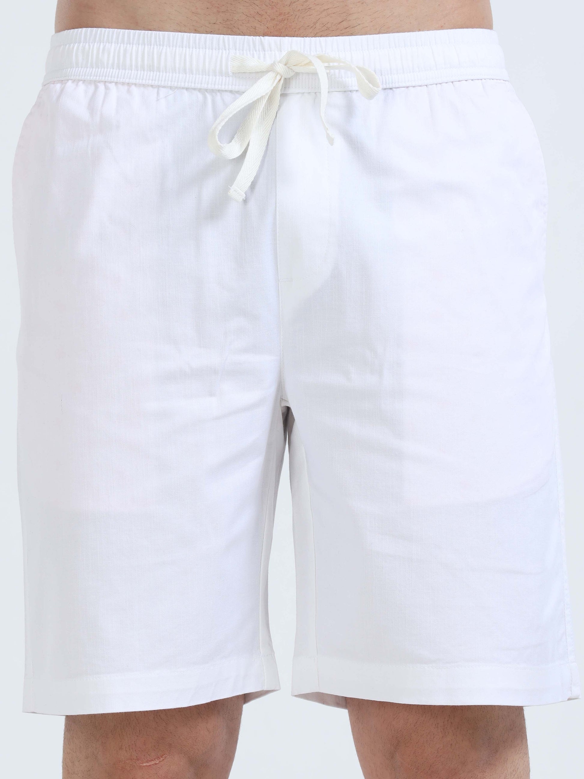 Soft Cotton Basic Shorts In White