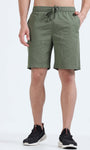 Soft Cotton Basic Shorts In Olive