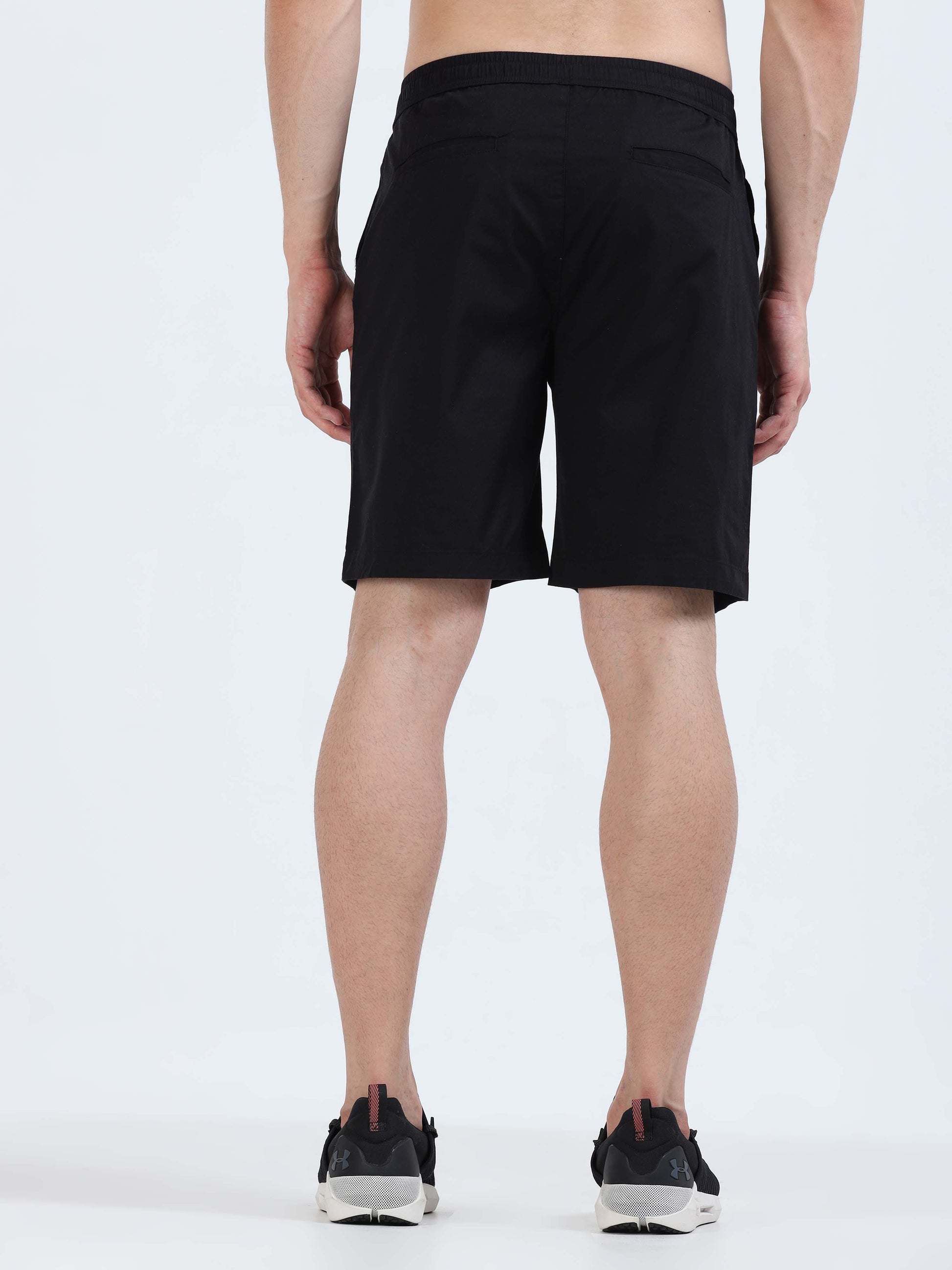 Soft Cotton Basic Shorts In Black
