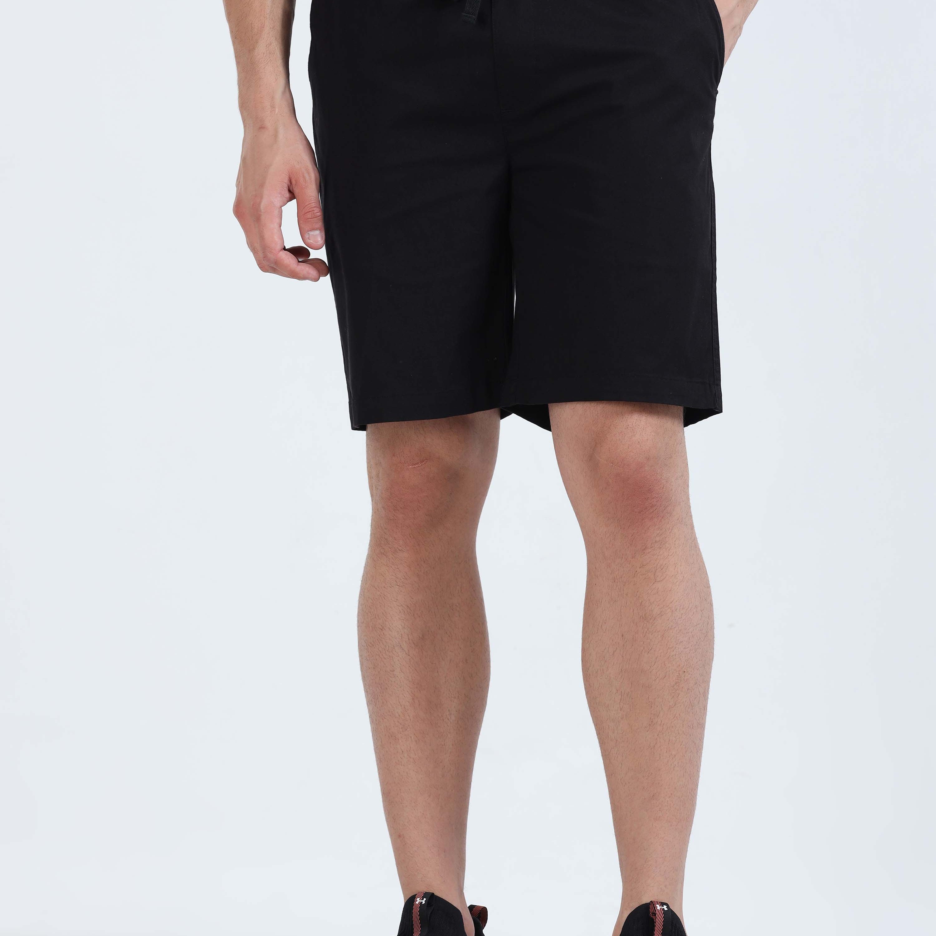 Soft Cotton Basic Shorts In Black
