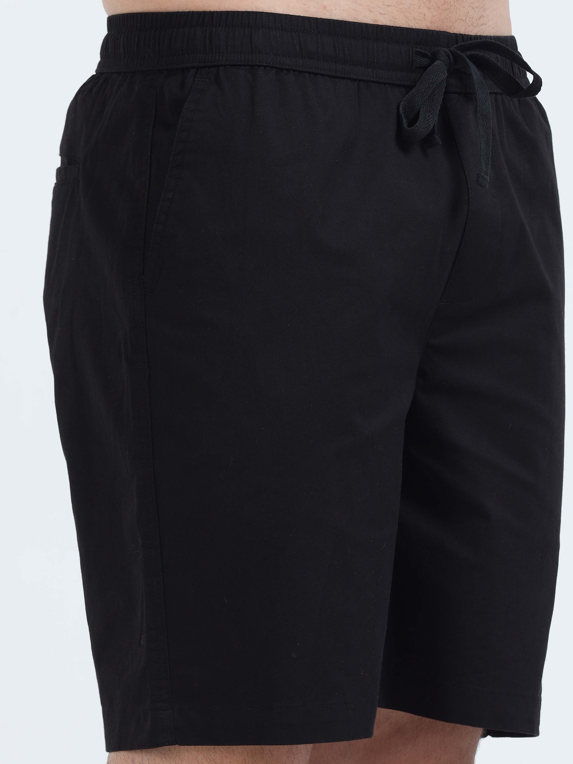 Soft Cotton Basic Shorts In Black