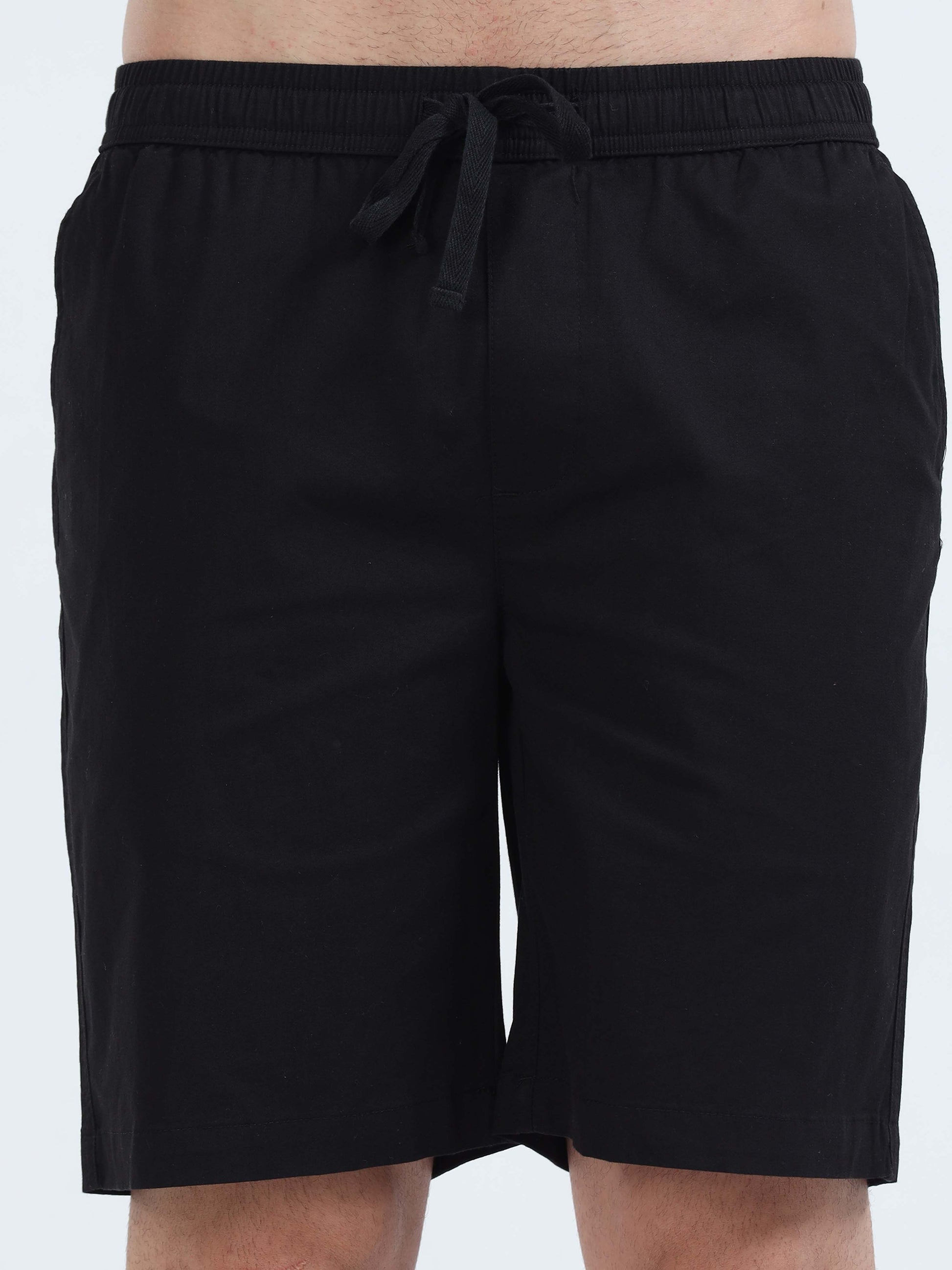 Soft Cotton Basic Shorts In Black