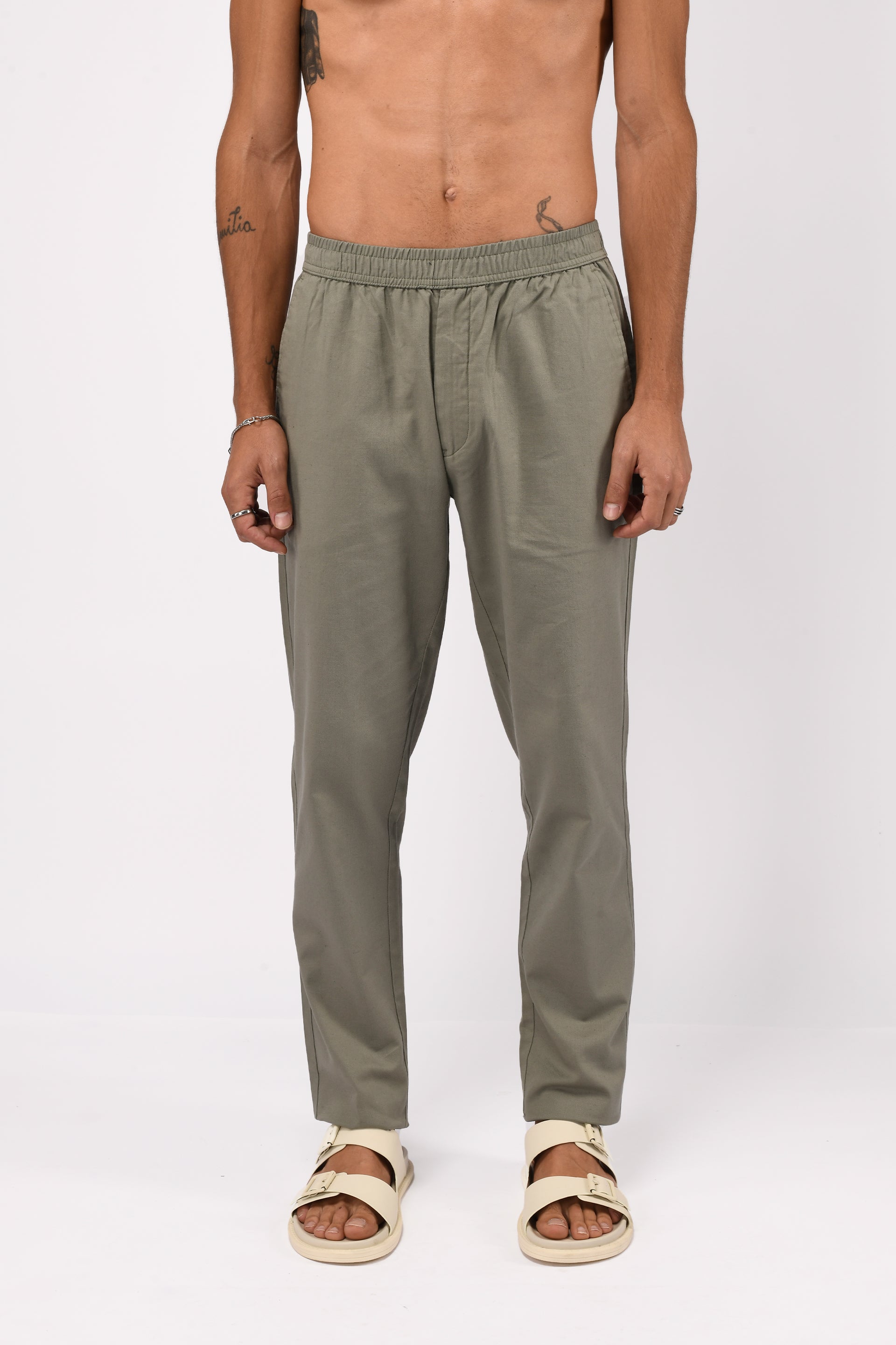 Men’s Linen Fused Tailored Pant in Green – linen blend fabric, tailored fit, subtle earthy tone | Tailoraedge