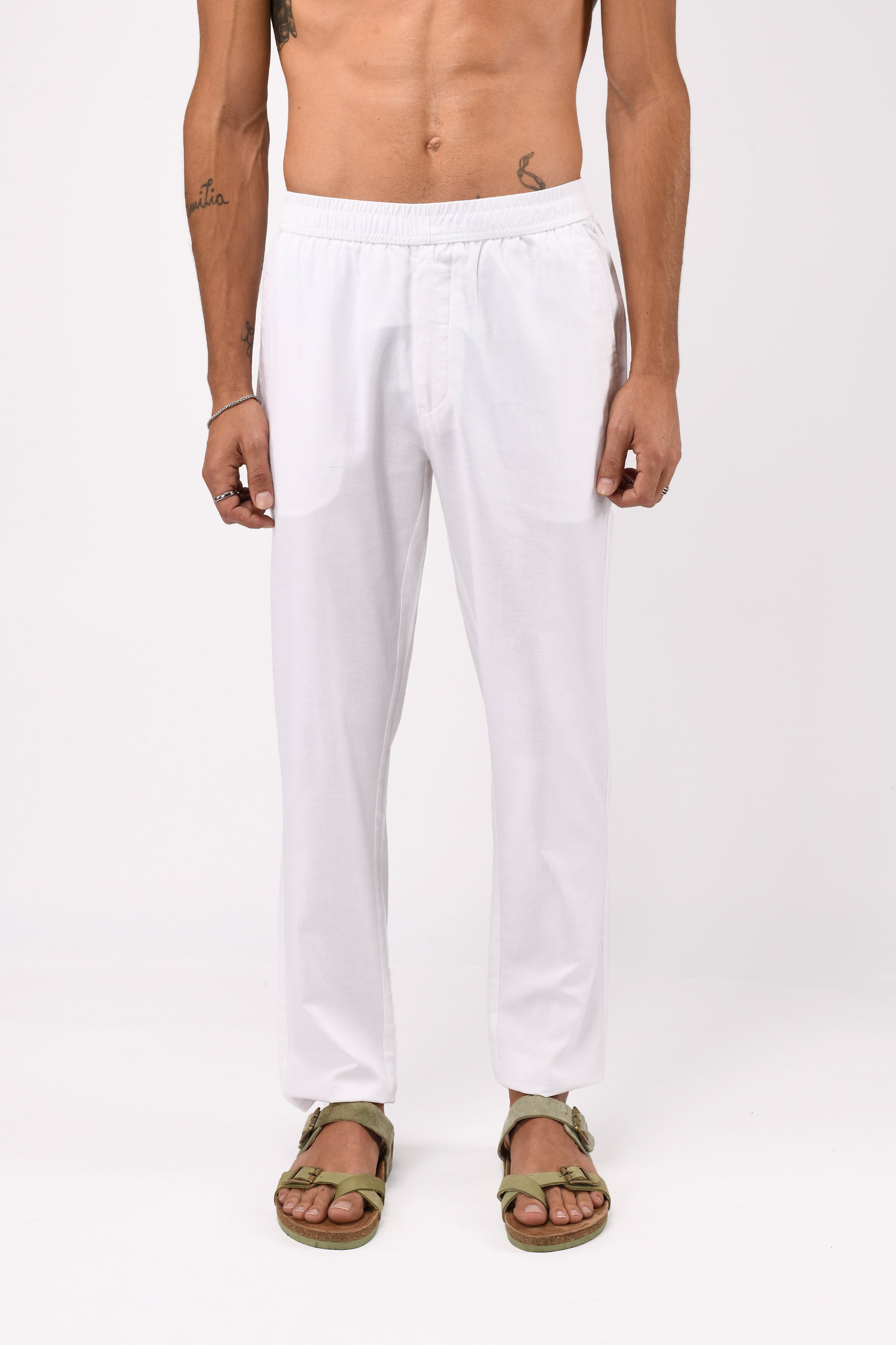Men’s Linen Fused Tailored Pant in White – breathable lightweight fabric, sharp tailored fit, versatile essential | Tailoraedge