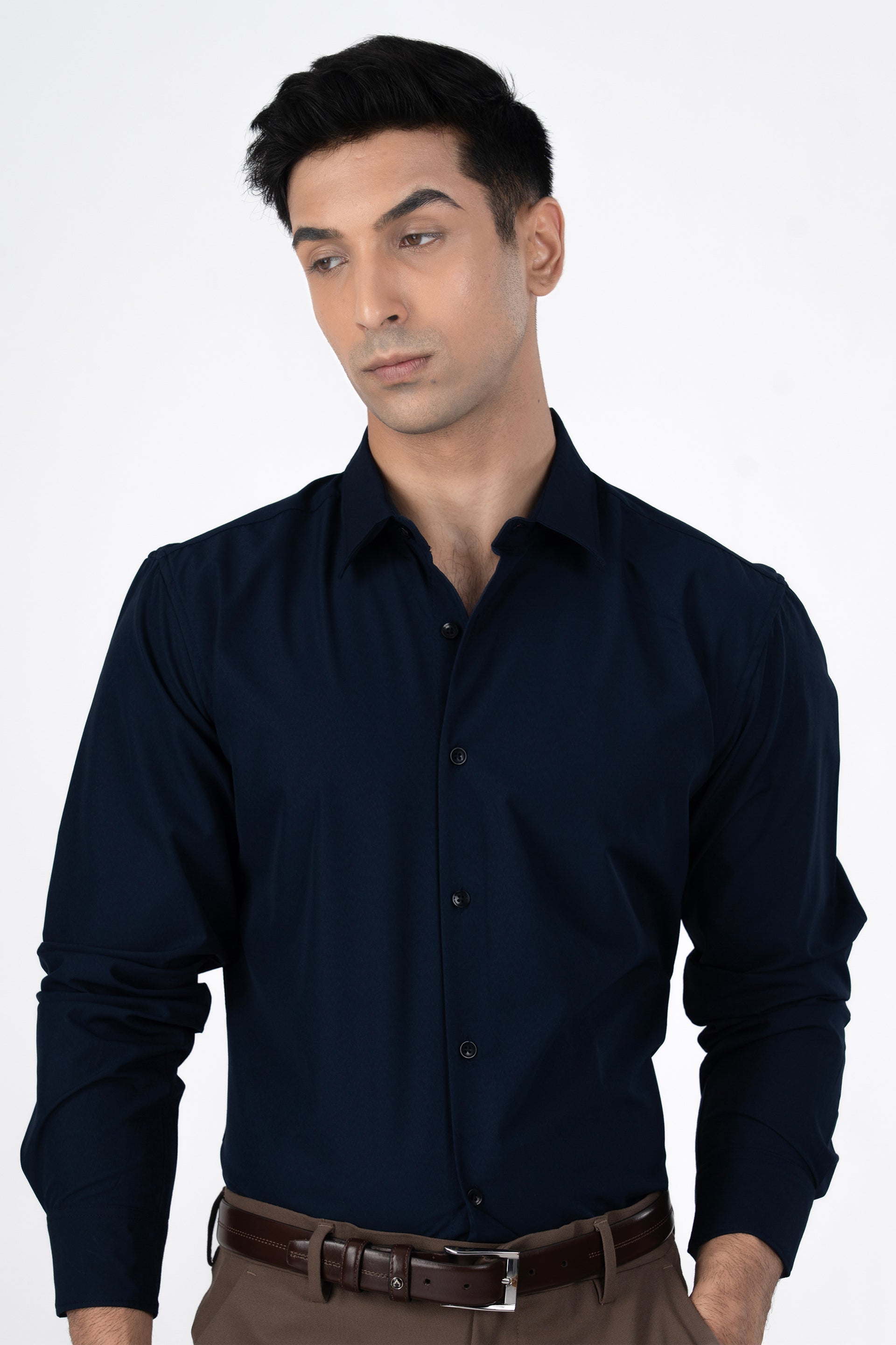 Featherlite Wrinkle Resistant Shirt In Navy