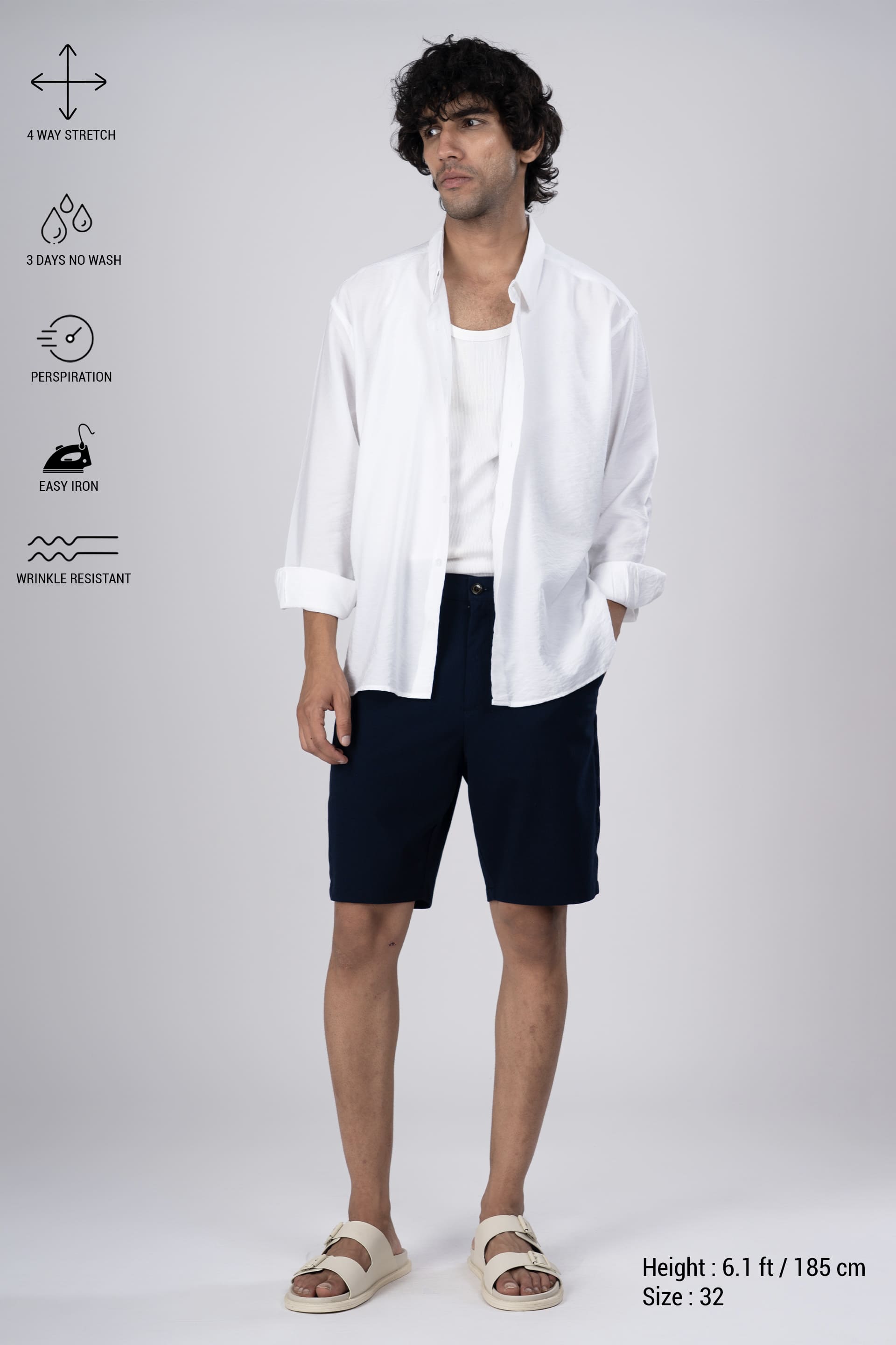 Premium Easy Iron Shorts In Blue