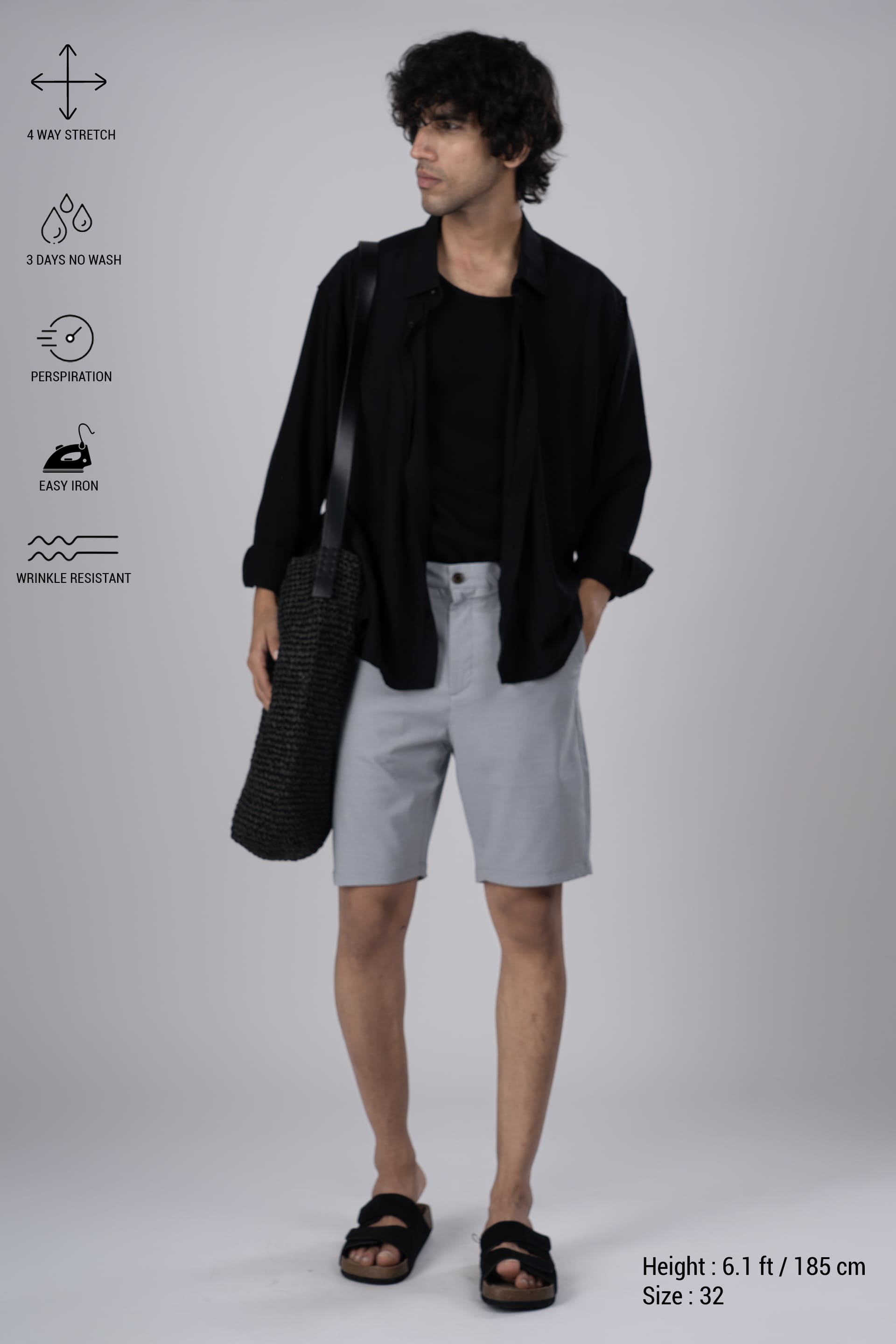 Premium Easy Iron Shorts In Grey