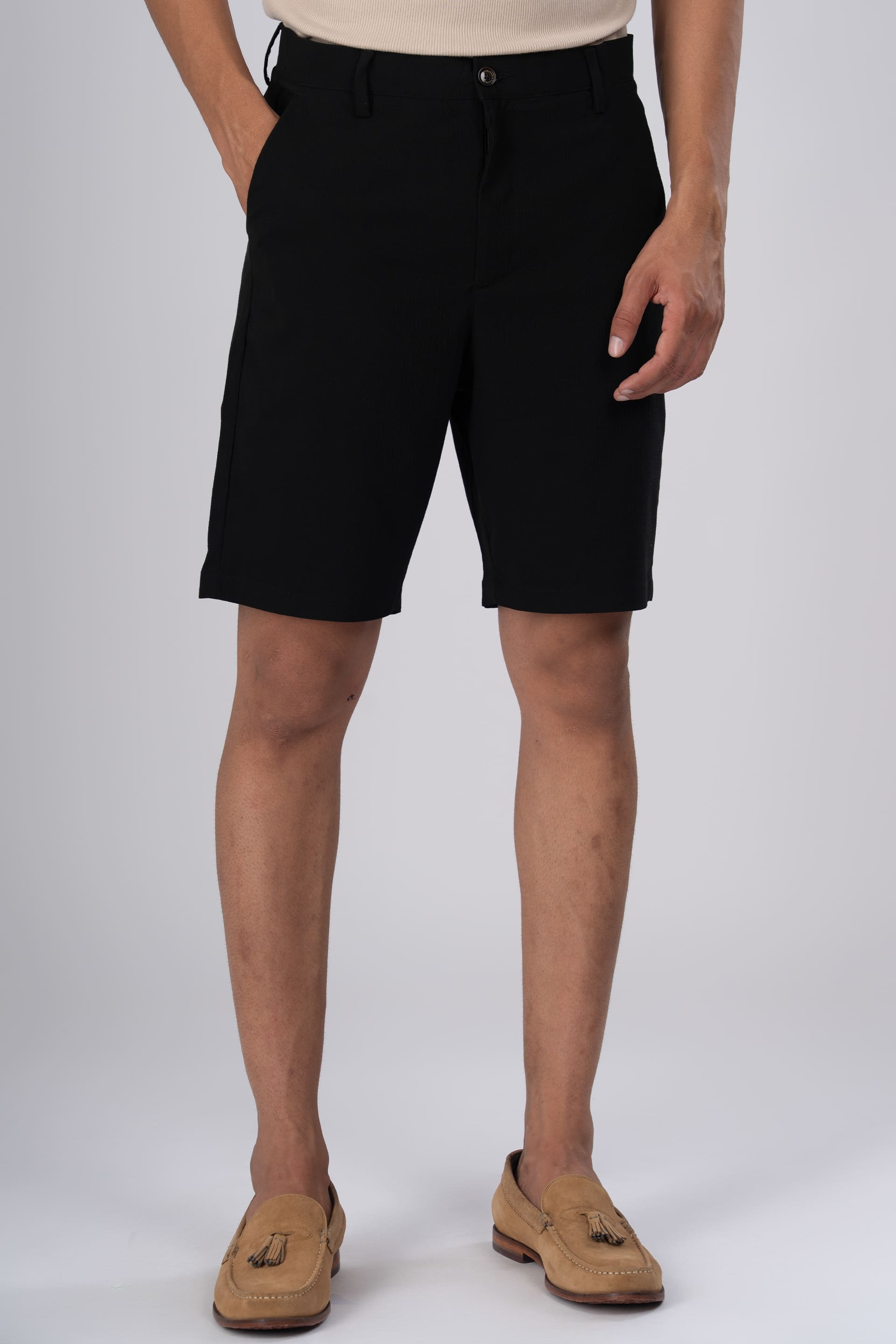 Men’s Premium Easy Iron Shorts in Black – wrinkle resistant, holds shape, timeless everyday style | Tailoraedge