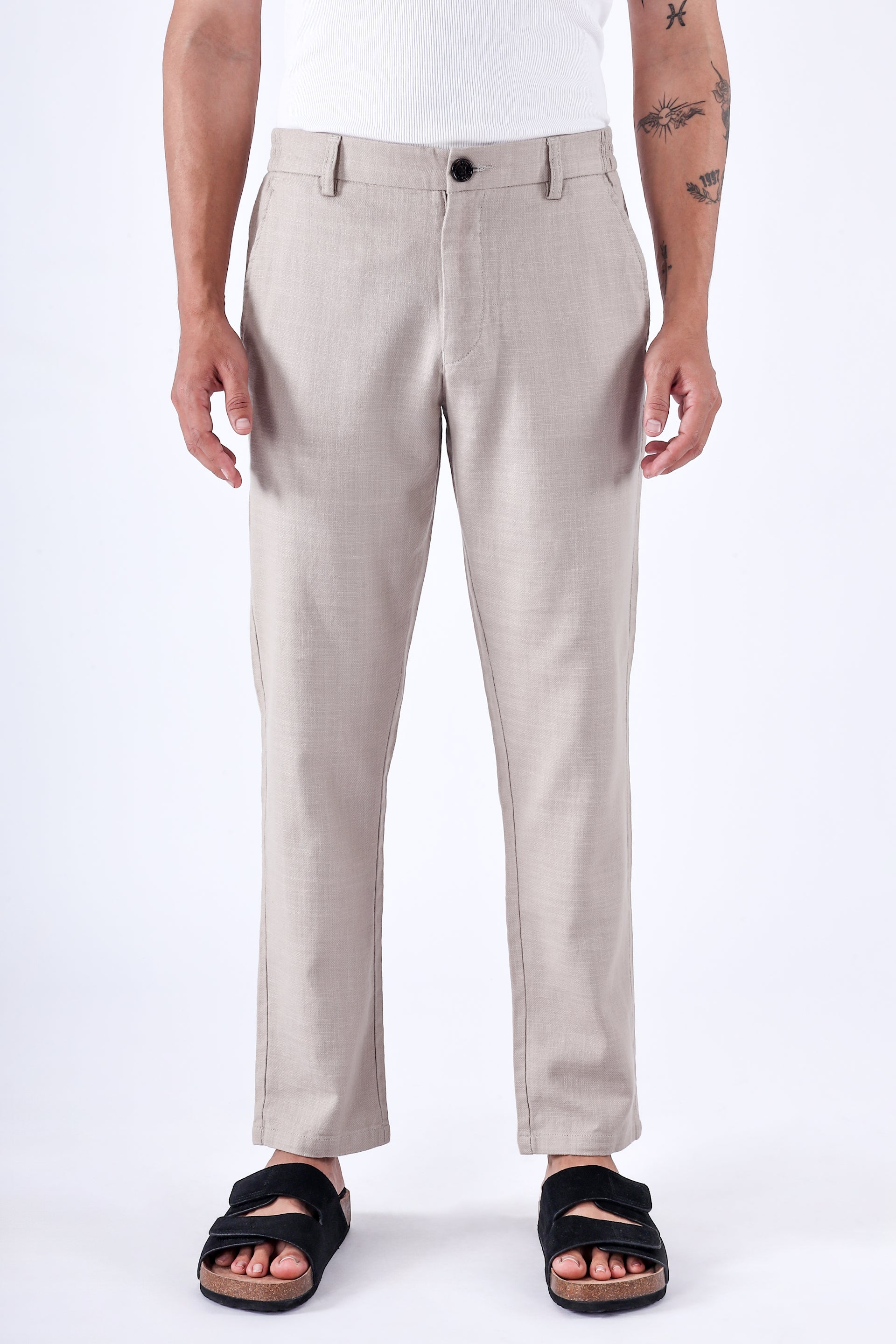 Men’s Premium Knitted Tailored Trouser in Light Beige – soft stretch knit, tailored fit, refined comfort for everyday wear | Tailoraedge