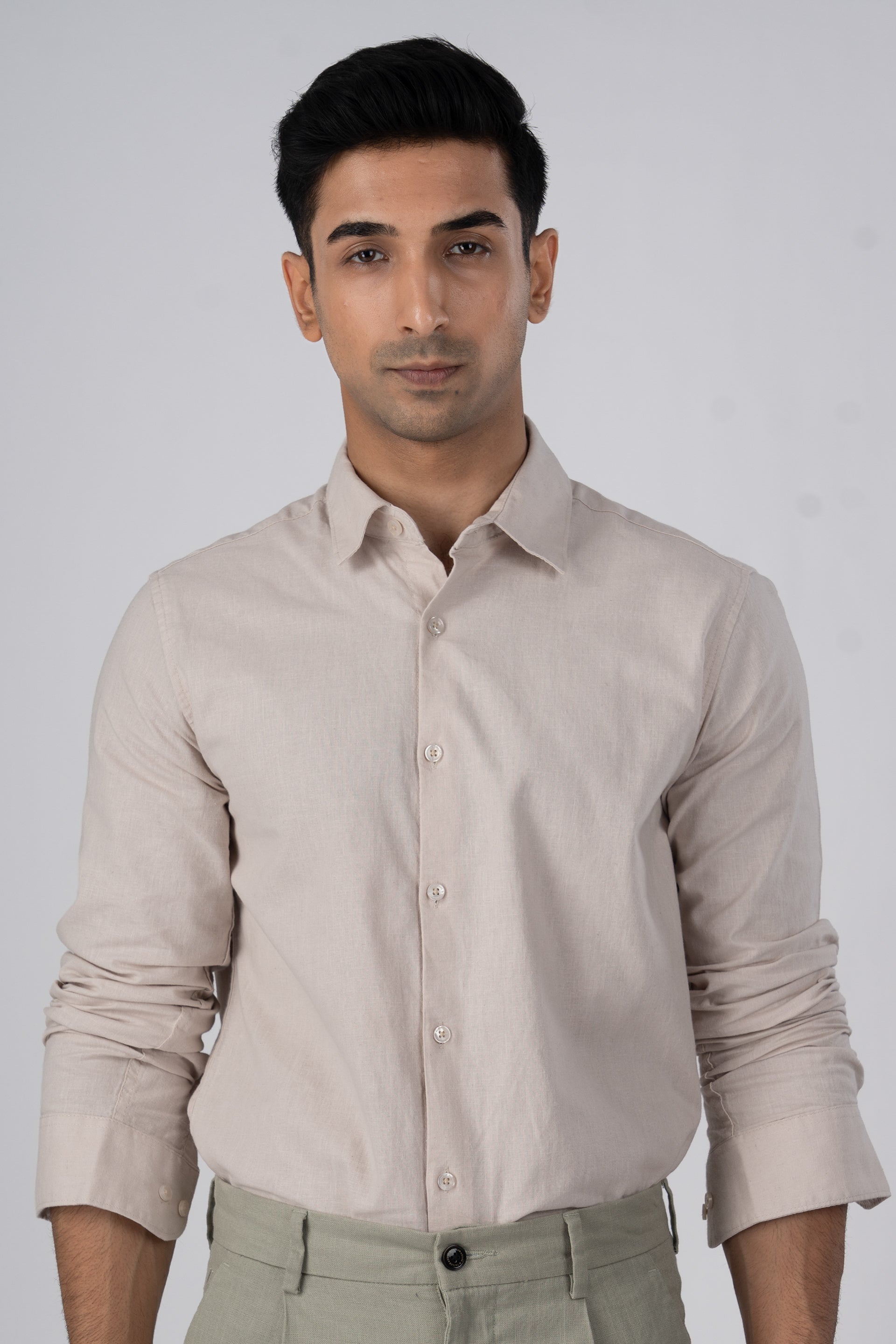 Men's Premium Linen Griege Shirt in Cream – soft touch, breathable, timeless everyday essential | Tailoraedge