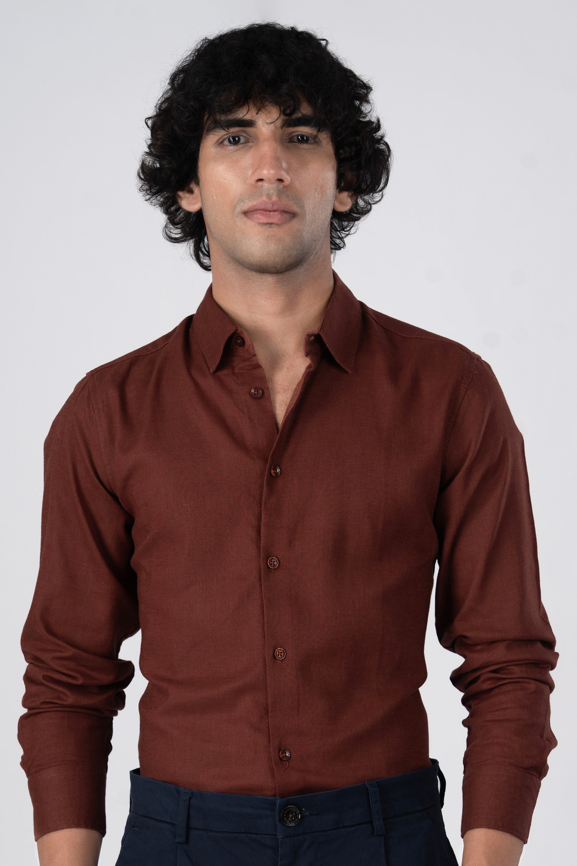 Premium Lyocell Linen Shirt In Clay