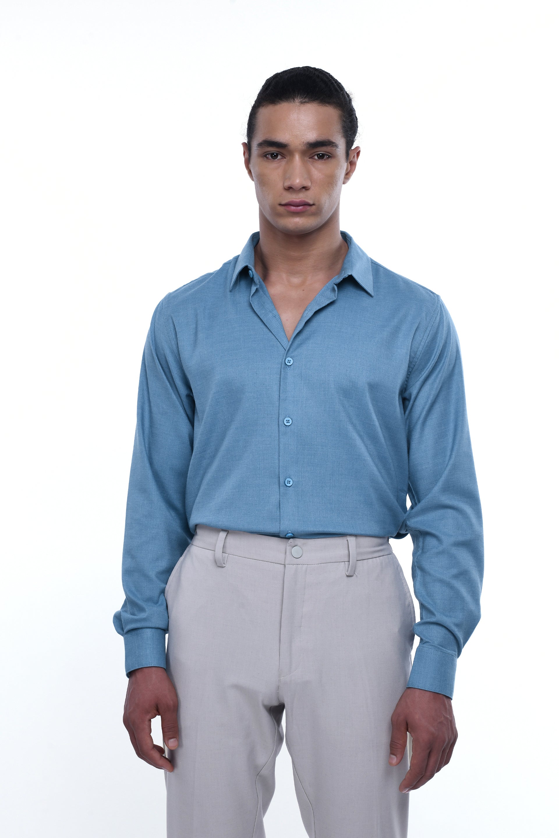 Men’s Royal Oxford Stretch Shirt in Blue – tailored fit, refined blue oxford weave, timeless workwear staple | Tailoraedge