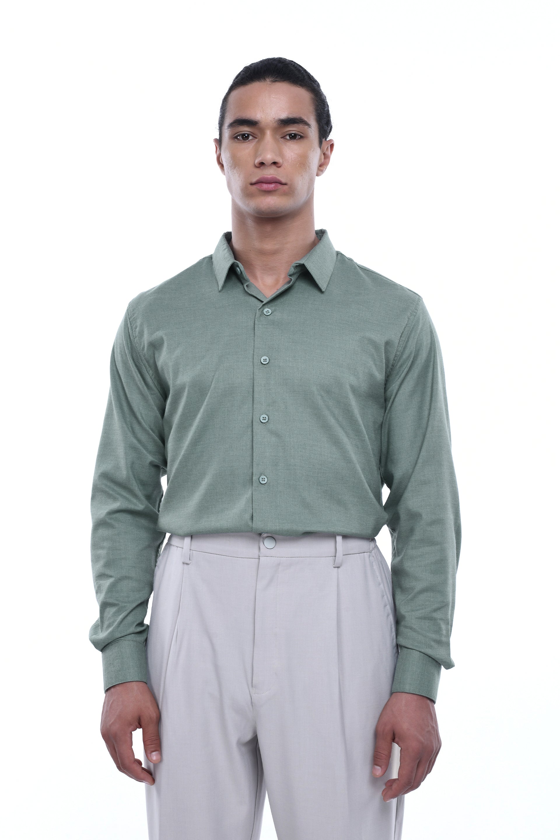 Men’s Royal Oxford Stretch Shirt in Green – tailored fit, deep green oxford texture, smart casual and office-ready | Tailoraedge