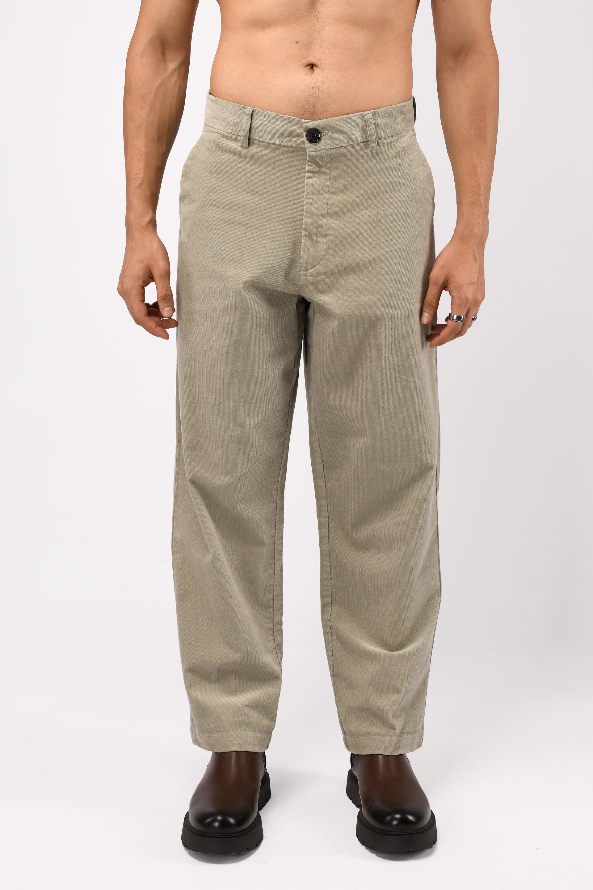 Men’s Soft Corduroy Relaxed Pants in Grey – classic corduroy trousers, relaxed tailored fit, versatile styling | Tailoraedge