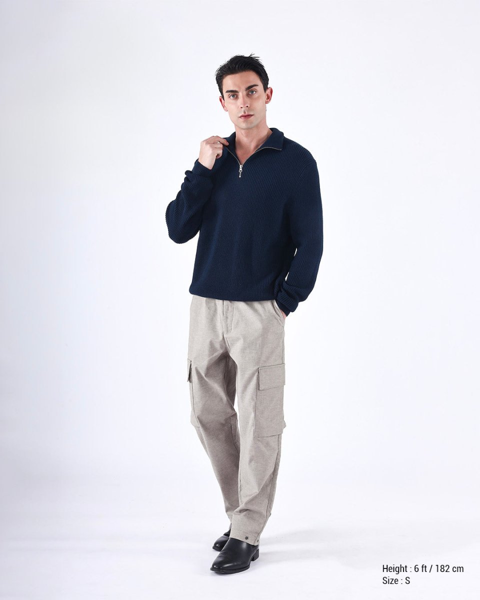 TAILORAEDGE Air Relaxed Cargo Pant In Ash Beige
