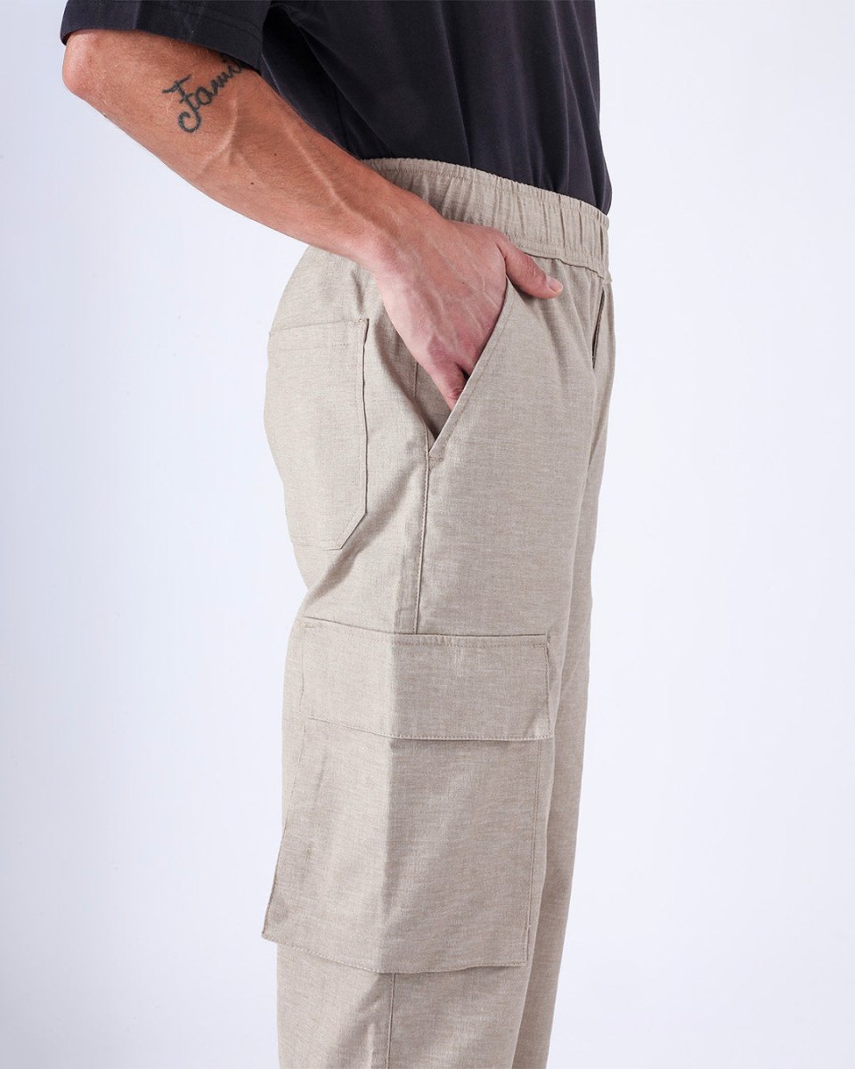 TAILORAEDGE Air Relaxed Cargo Pant In Beige