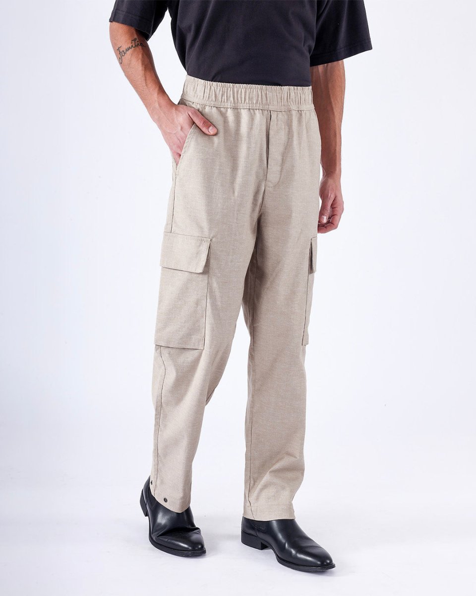TAILORAEDGE Air Relaxed Cargo Pant In Beige