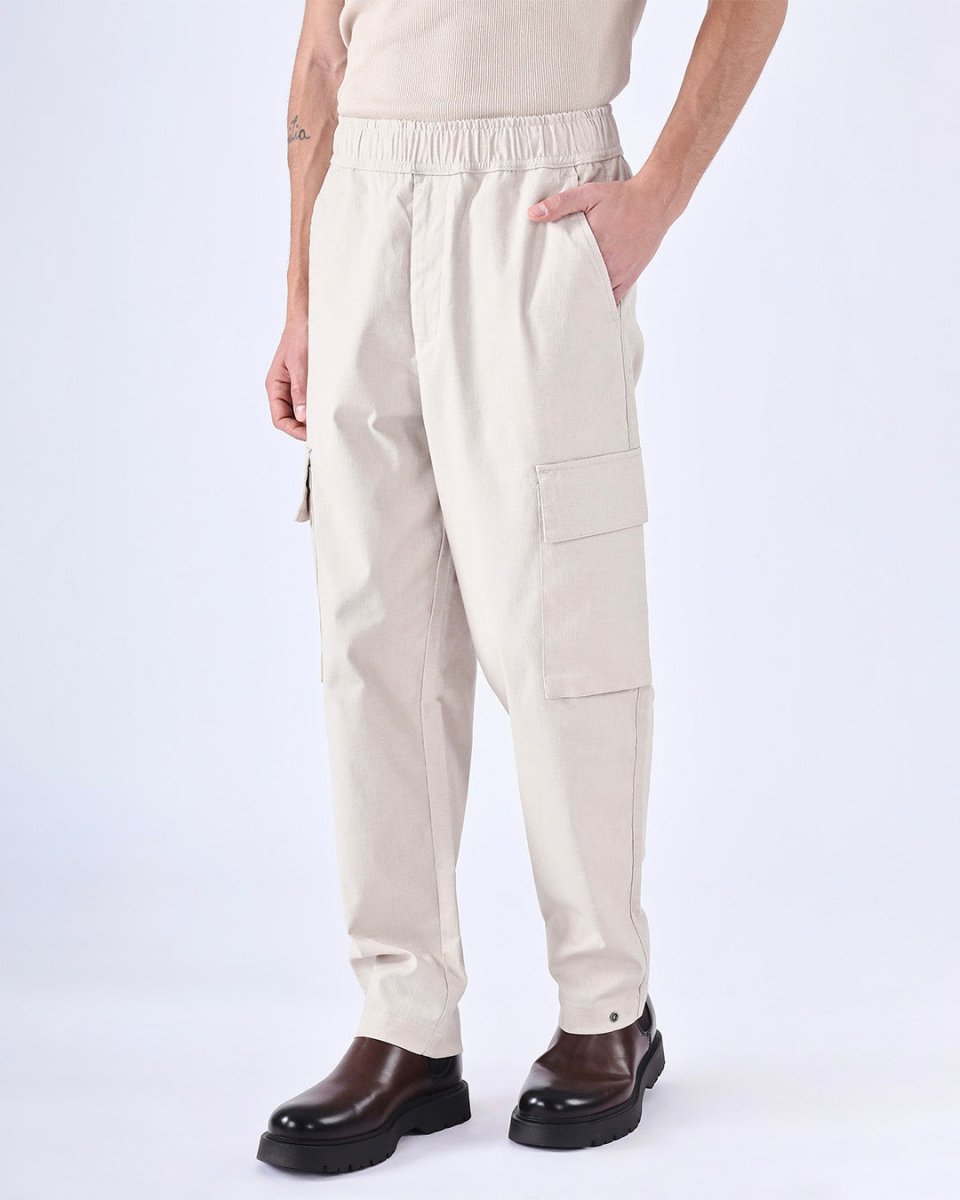 TAILORAEDGE Air Relaxed Cargo Pant In Cream