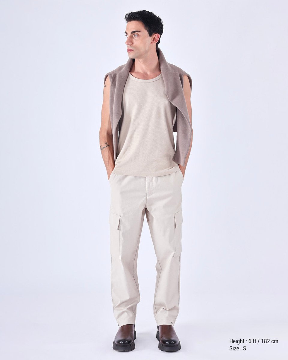 TAILORAEDGE Air Relaxed Cargo Pant In Cream