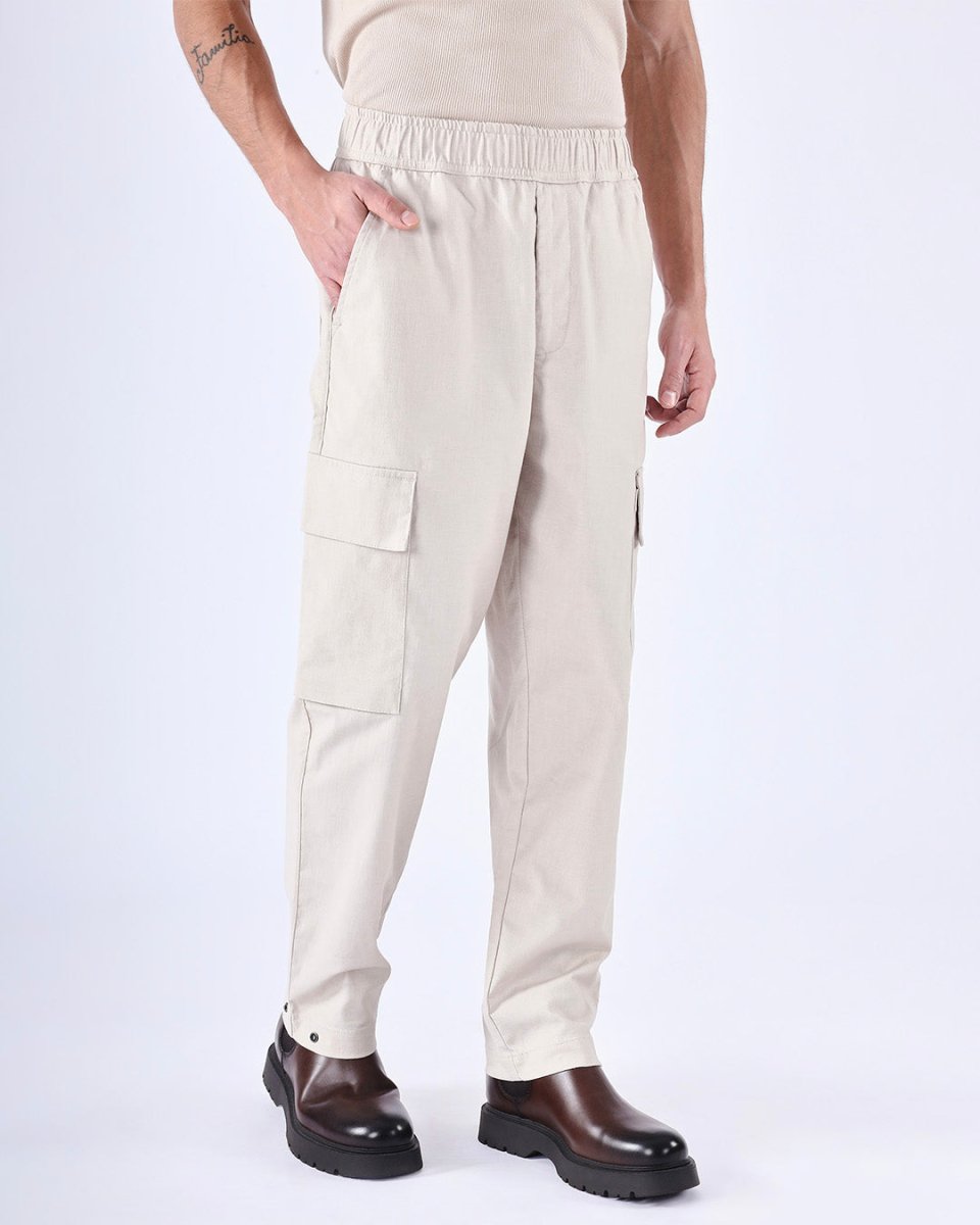 TAILORAEDGE Air Relaxed Cargo Pant In Cream