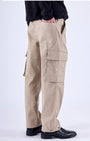 TAILORAEDGE Air Striped Relaxed Cargo Pants In Beige