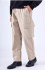 TAILORAEDGE Air Striped Relaxed Cargo Pants In Beige