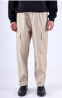 TAILORAEDGE Air Striped Relaxed Cargo Pants In Beige